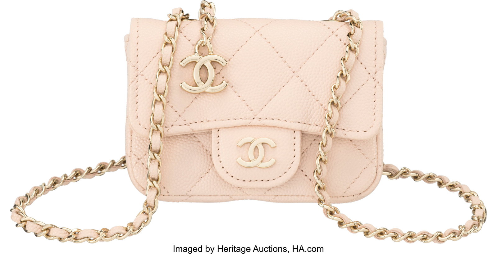 Chanel Blush Quilted Caviar Leather Belt Bag wit: Chanel Blush Quilted Caviar Leather Belt Bag with Light Gold Hardware 2022 Condition: 1 4" Width x 3" Height x 1" Depth This bag is done in Blush Caviar Leather with Light Gold Hardware, f