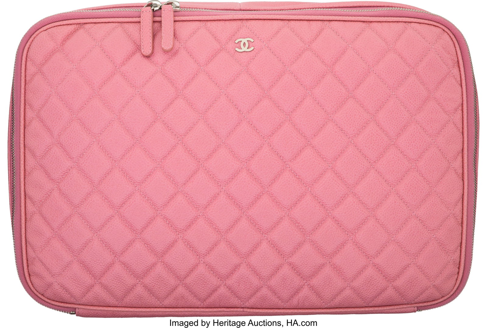 Chanel Pink Quilted Caviar Leather Large O-Case (1 of 3)