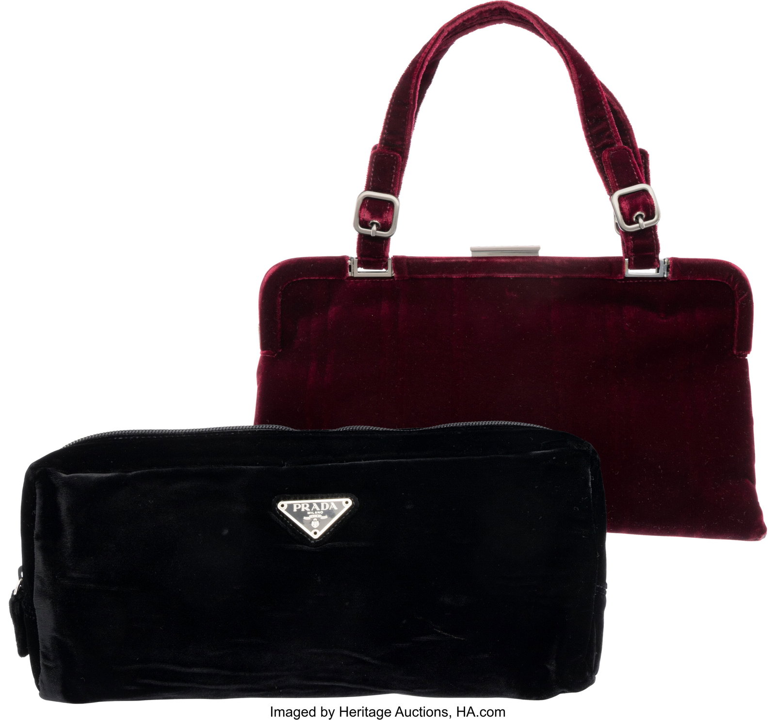 Prada Set of Two: Velvet Shoulder Bag & Pouch S (1 of 3)