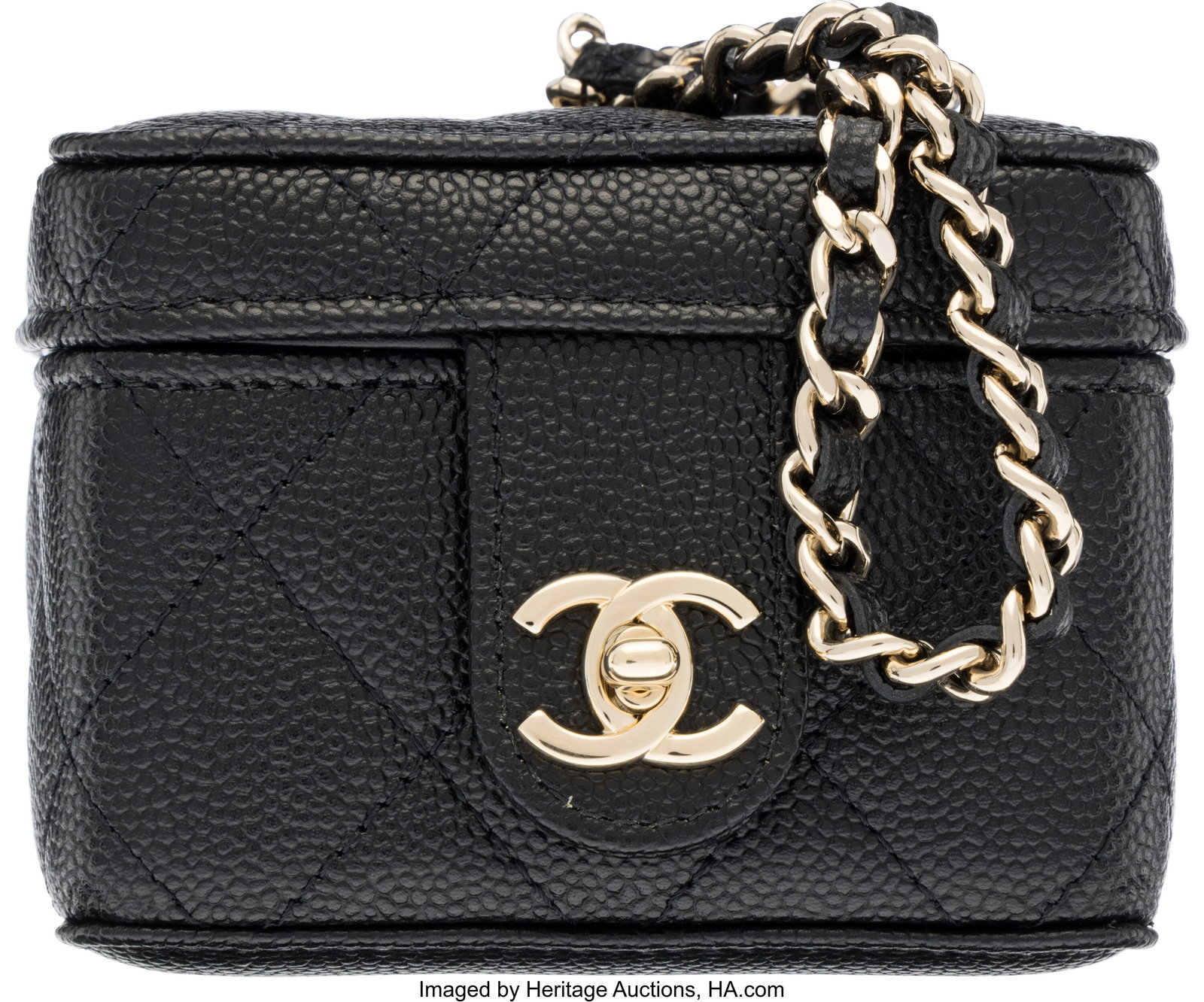 Chanel Black Quilted Caviar Leather Clutch On Ch (1 of 4)