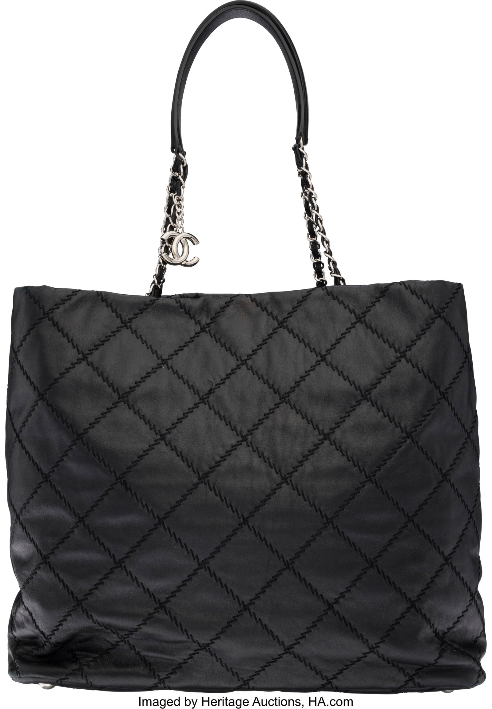 Chanel Black Quilted Lambskin Leather Shopping T (1 of 3)