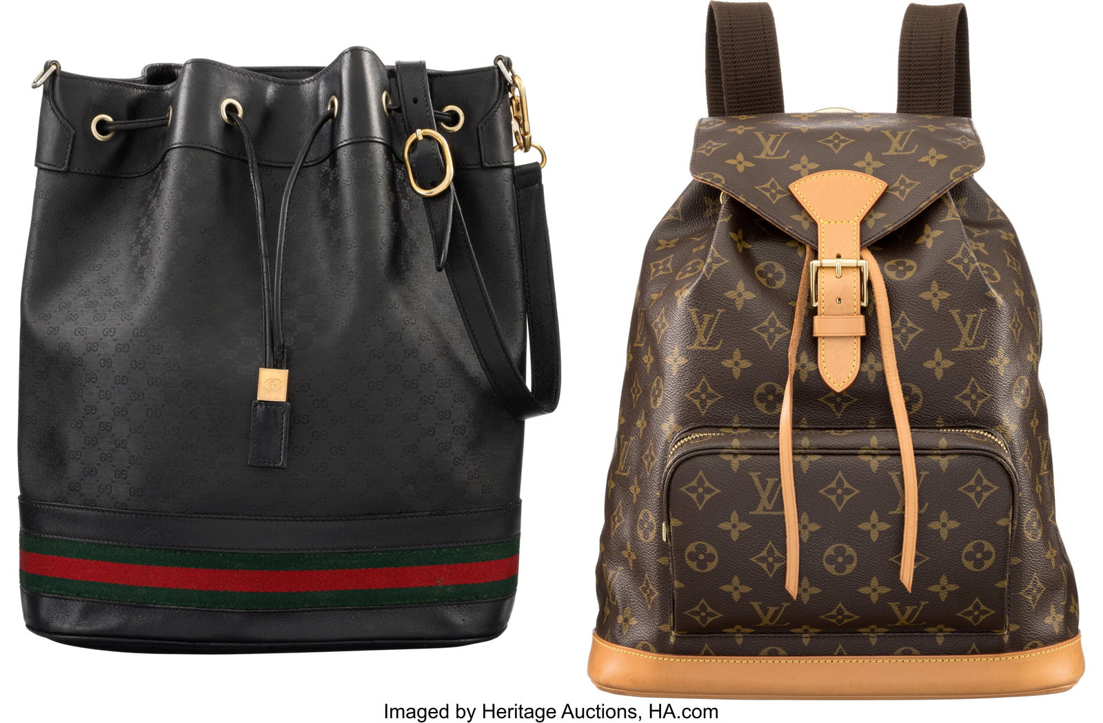 Set of Two: Louis Vuitton & Gucci Backpacks See (1 of 2)