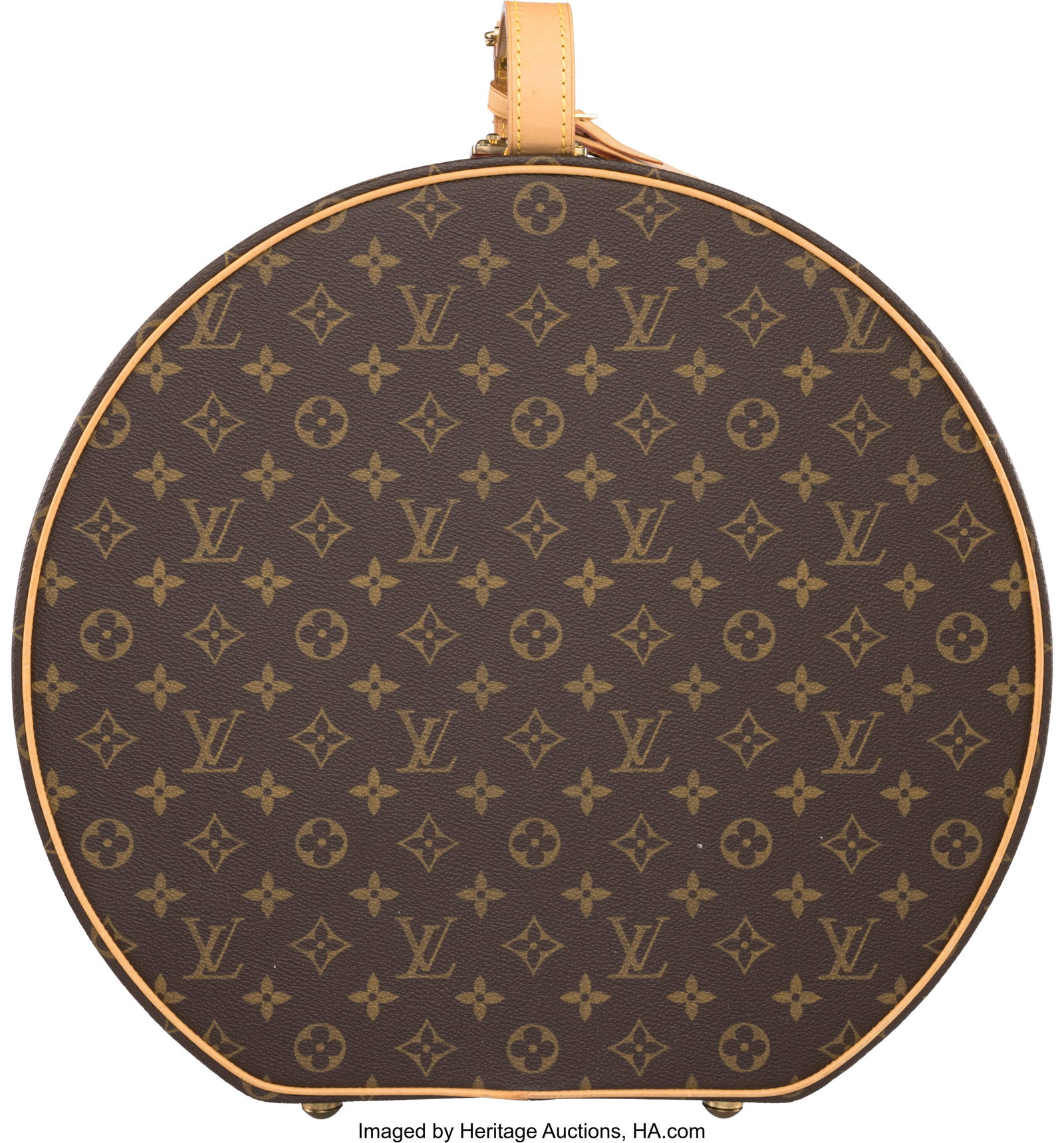 Louis Vuitton Monogram Coated Canvas Boite Chape: Louis Vuitton Monogram Coated Canvas Boite Chapeau 40 Condition: 2 15.75" Width x 14" Height x 7.5" Depth This bag is done in Monogram Coated Canvas with Vachetta Leather trim and