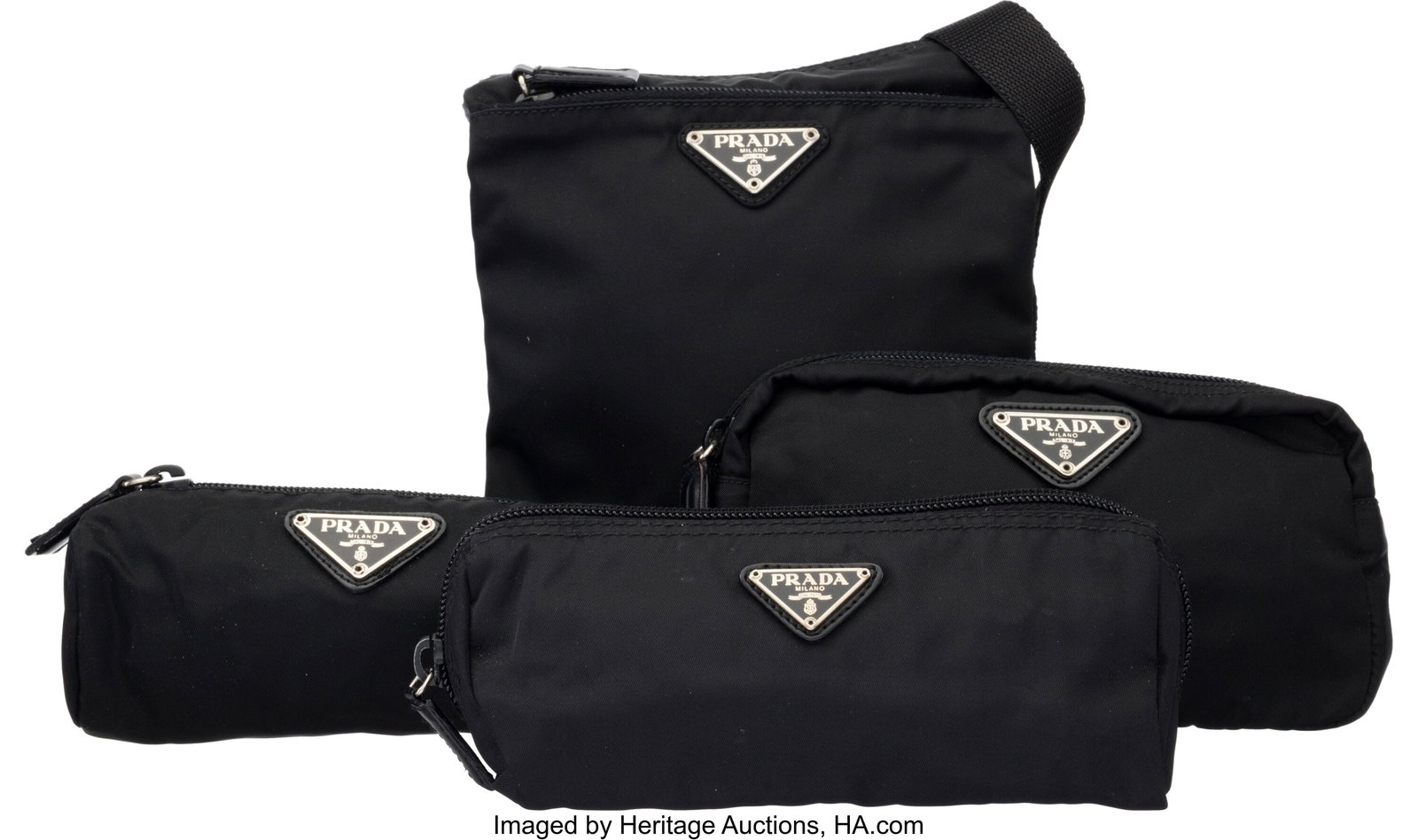 Prada Set of Four: Black Tessuto Nylon Messenger (1 of 2)