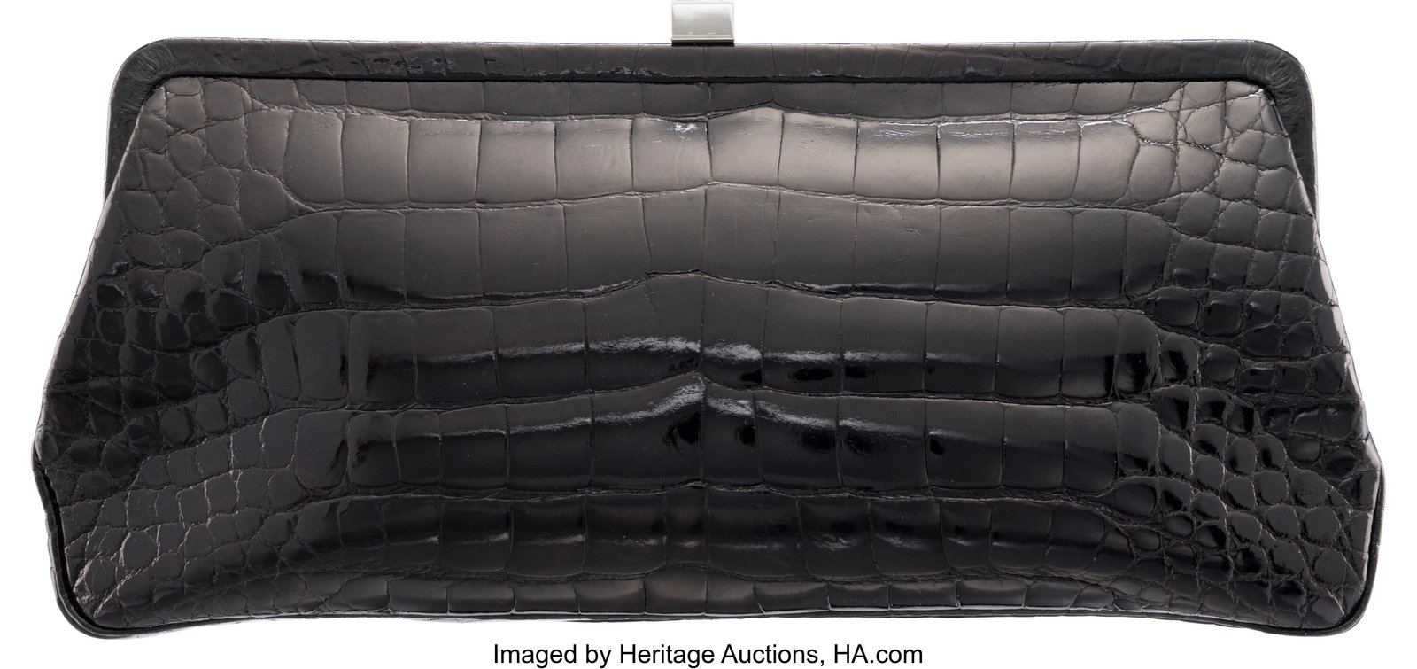 Lambertson Truex Shiny Black Crocodile Clutch wi (1 of 3)