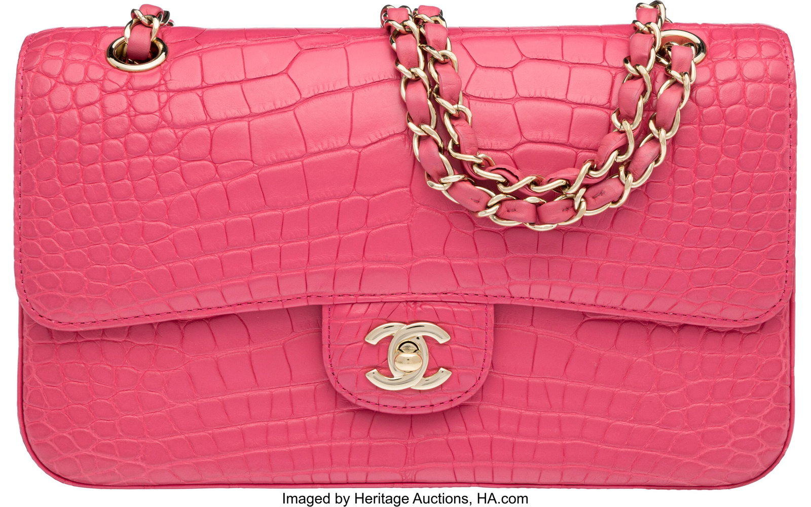 Chanel Matte Hot Pink Alligator Medium Classic D (1 of 4)