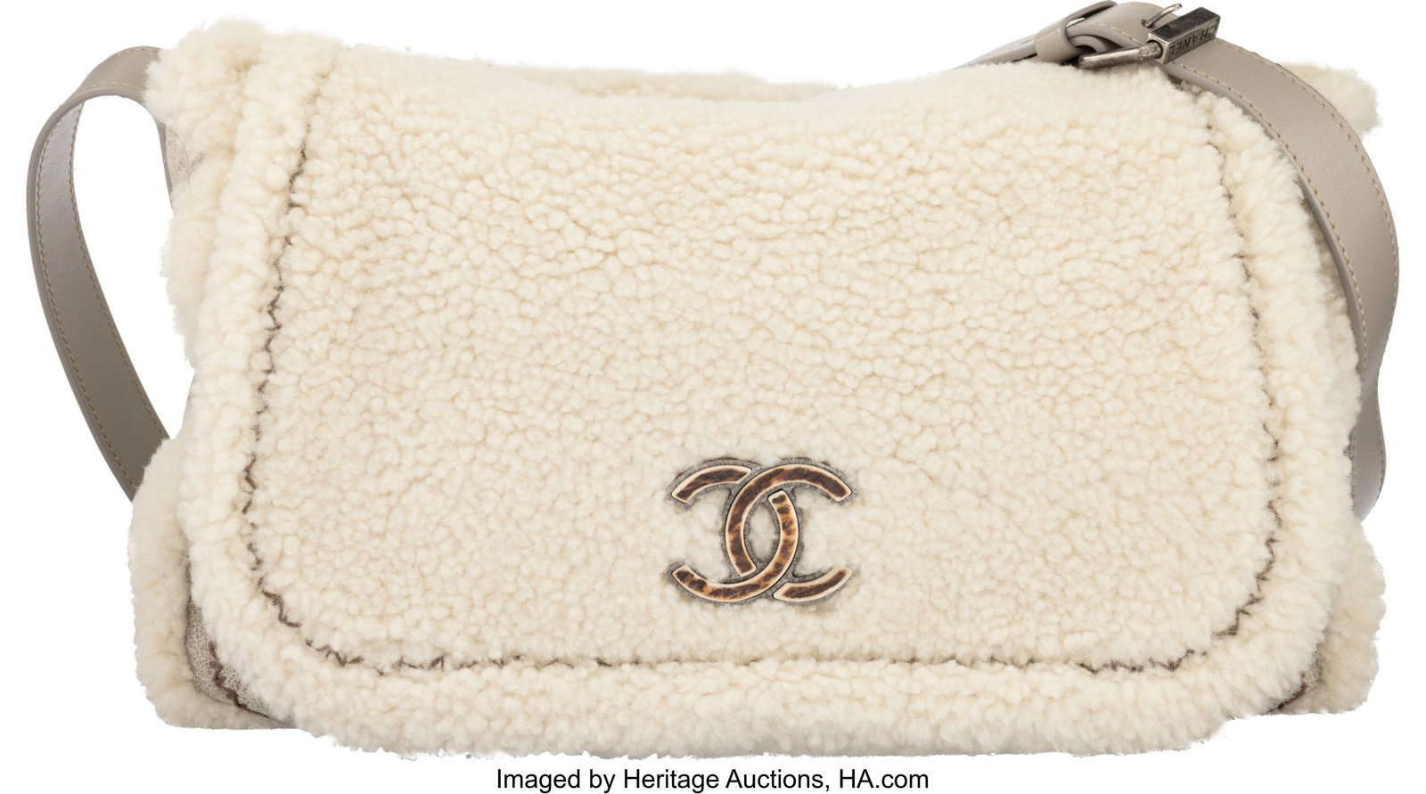Chanel Paris-Salzburg Beige & Ivory Shearling Me: Chanel Paris-Salzburg Beige & Ivory Shearling Messenger Bag 2015-2016 Condition: 2 12" Width x 8" Height x 3" Depth This bag is done in Beige and Ivory Shearling and Suede with Aged Rutheniu