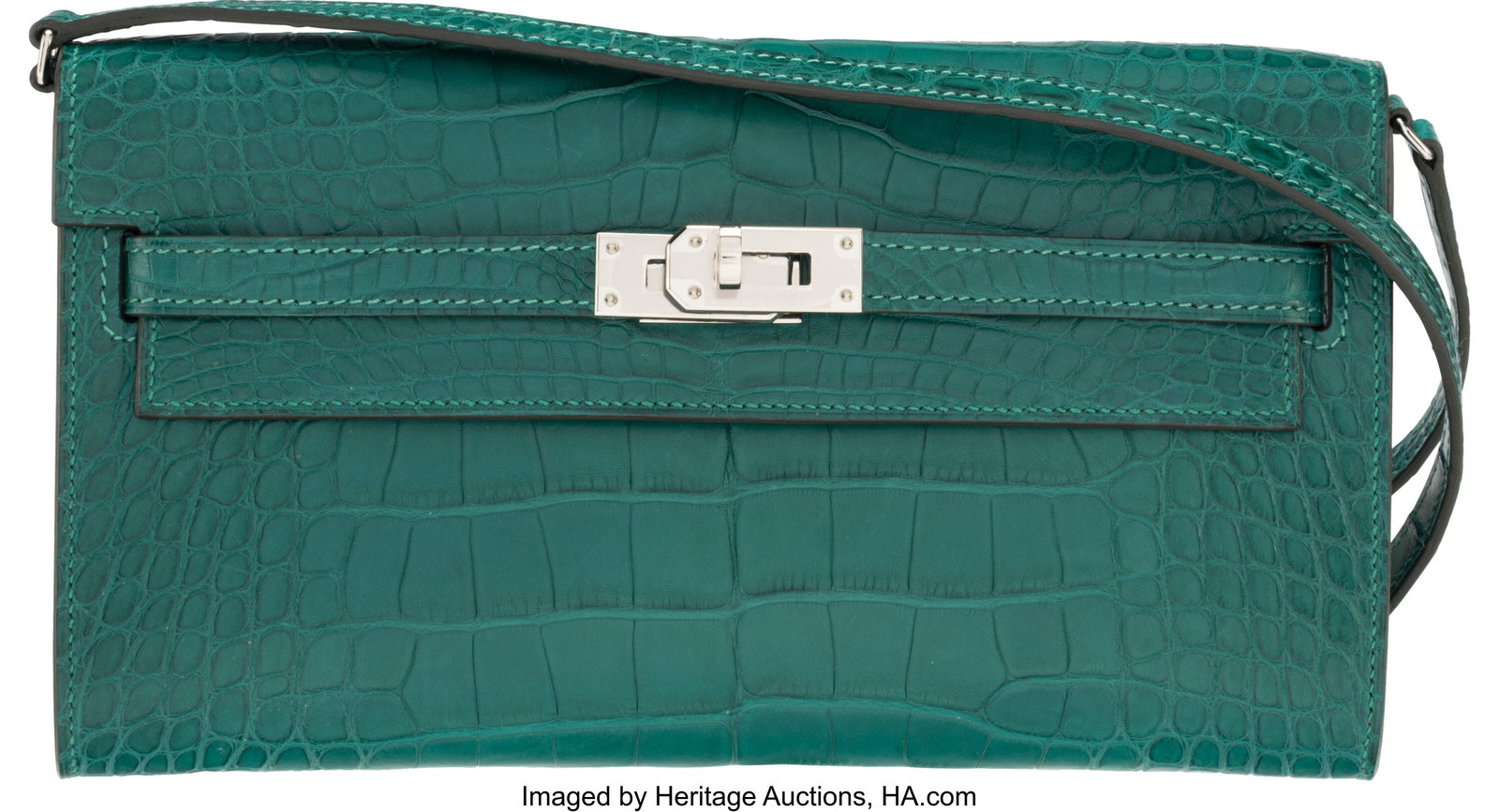 Hermès Matte Malachite Alligator Kelly To Go Wa: Hermès Matte Malachite Alligator Kelly To Go Wallet with Palladium Hardware Z, 2021 Condition: 2 8" Width x 4.5" Height x 1.25" Depth This wallet is done in Matte Mala