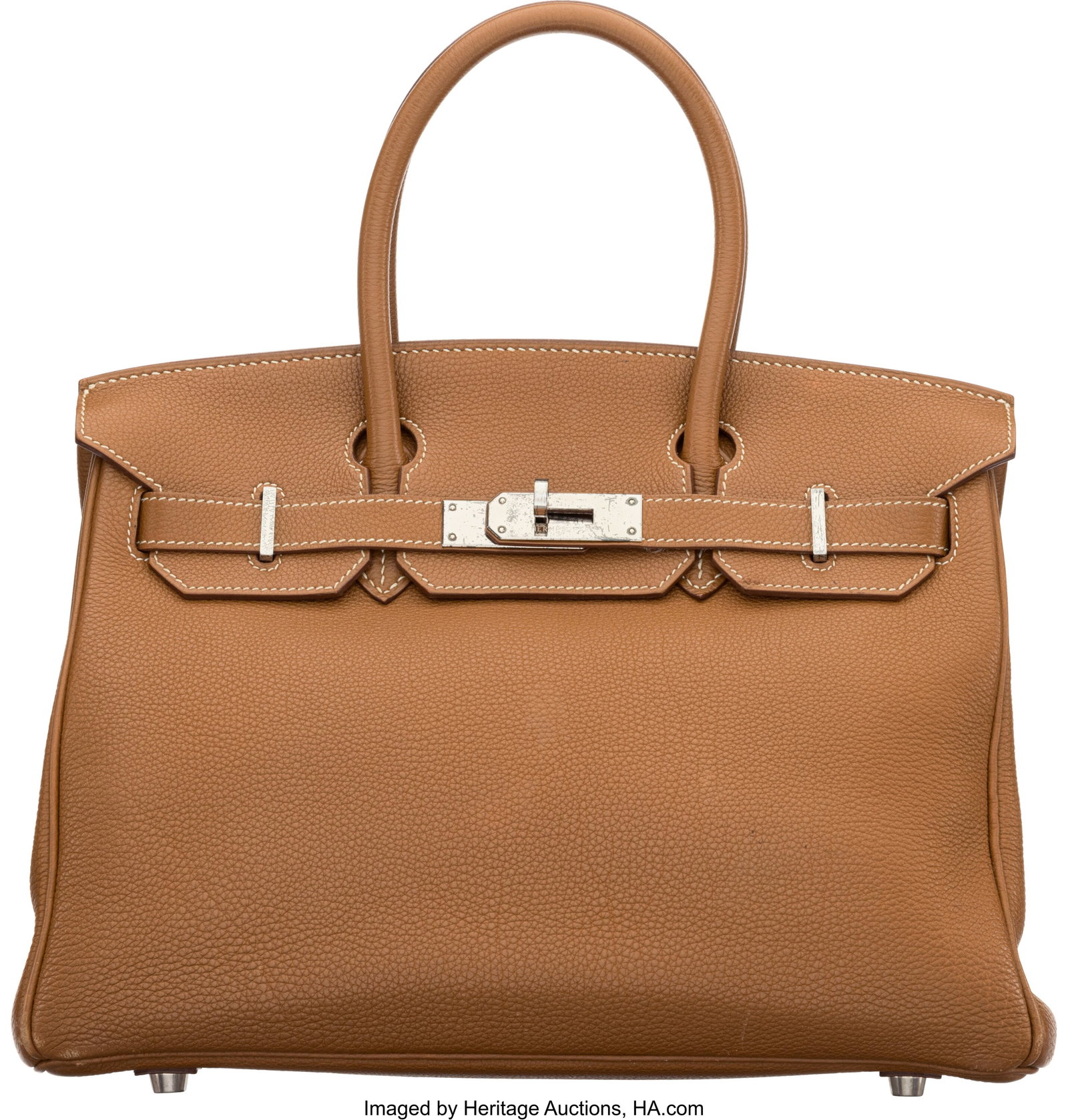 Hermès 30cm Gold Togo Leather Birkin Bag with P: Hermès 30cm Gold Togo Leather Birkin Bag with Palladium Hardware G Square, 2003 Condition: 4 11.5" Width x 9" Height x 6" Depth This bag is done in Gold Togo Leather with Pal