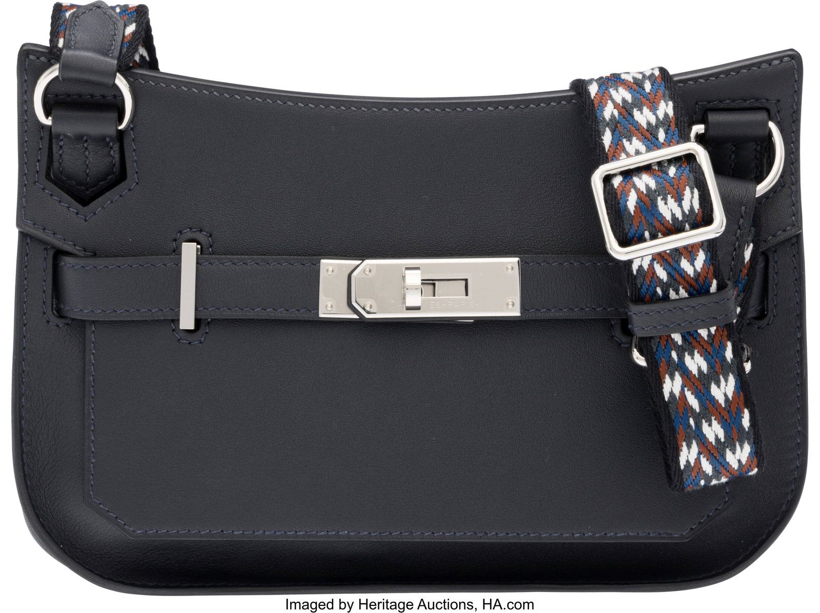 Hermès 23cm Caban Swift Leather Zigzag Mini Jyp: Hermès 23cm Caban Swift Leather Zigzag Mini Jypsiere with Palladium Hardware B, 2023 Condition: 2 9" Width x 6.5" Height x 2" Depth This bag is done in Caban Swift Leather wi