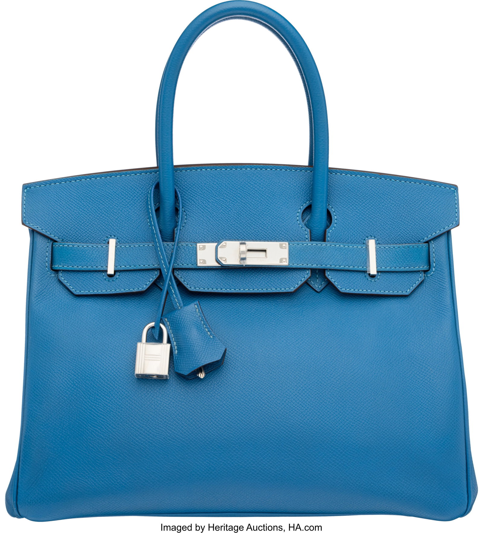 Hermès 30cm Mykonos Epsom Leather Birkin Bag wi: Hermès 30cm Mykonos Epsom Leather Birkin Bag with Palladium Hardware O Square, 2011 Condition: 2 12" Width x 8.5" Height x 6" Depth This bag is done in Mykonos Epsom Leather