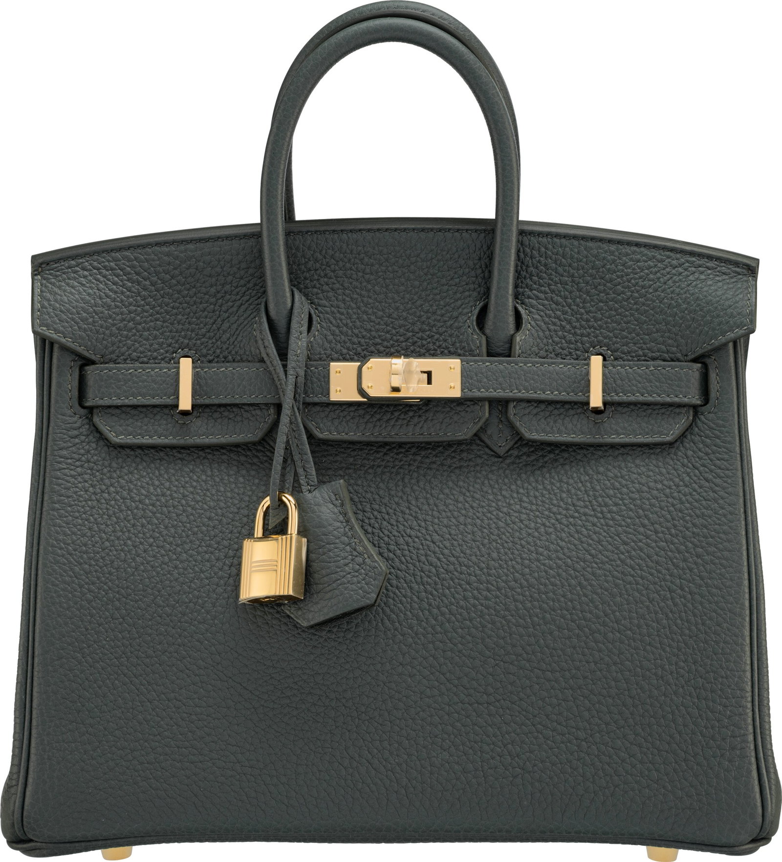 Hermès 25cm Vert Mangrove Togo Leather Birkin B: Hermès 25cm Vert Mangrove Togo Leather Birkin Bag with Permabrass Hardware K, 2025 Condition: 1 10" Width x 8" Height x 5" Depth This bag is done in Vert Mangrove Togo Leather with