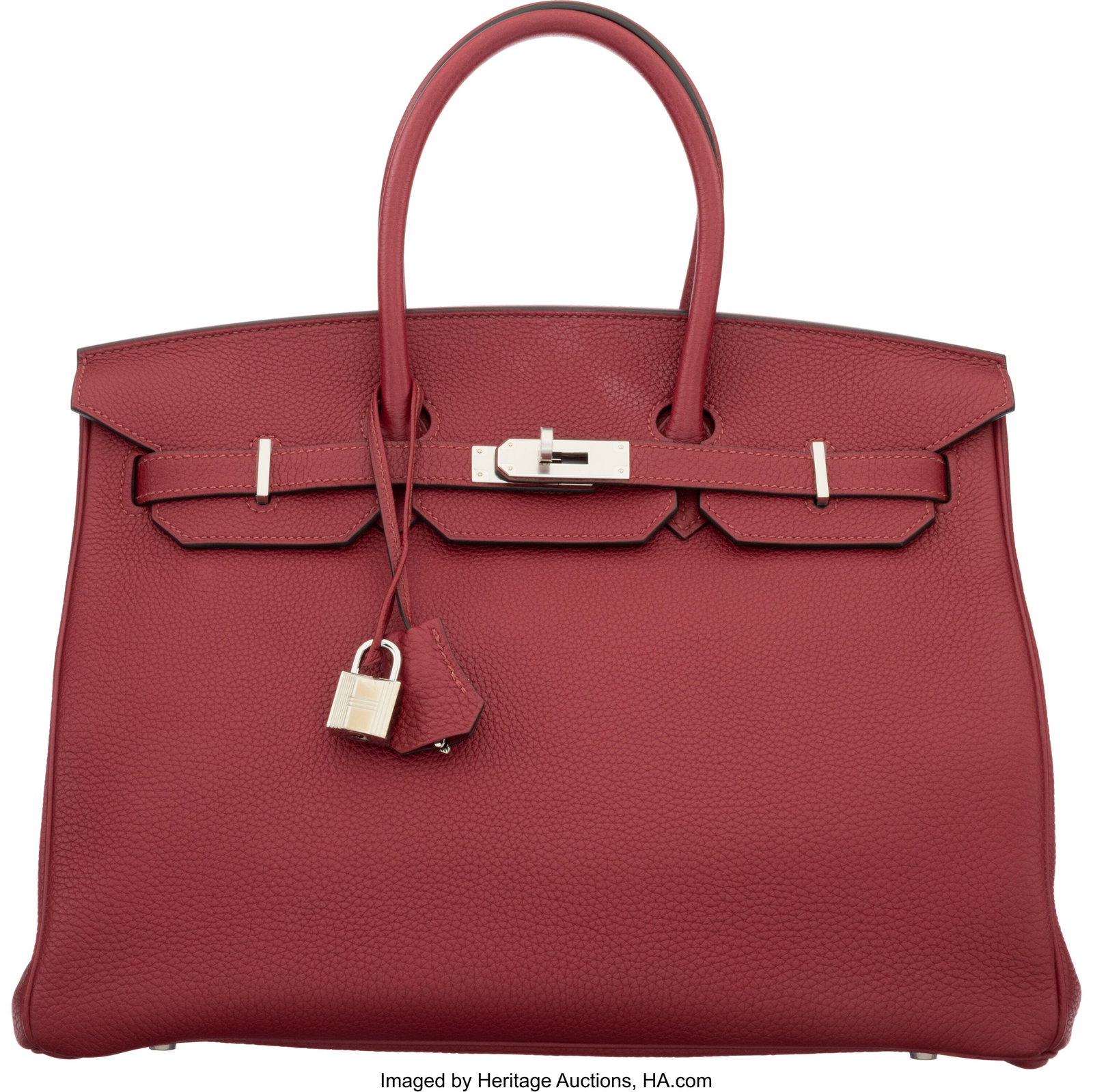 Hermès 35cm Rouge Grenat Togo Leather Birkin Ba: Hermès 35cm Rouge Grenat Togo Leather Birkin Bag with Palladium Hardware X, 2016 Condition: 2 14" Width x 10" Height x 7" Depth This bag is done in Rouge Grenat Togo Leather with Pa