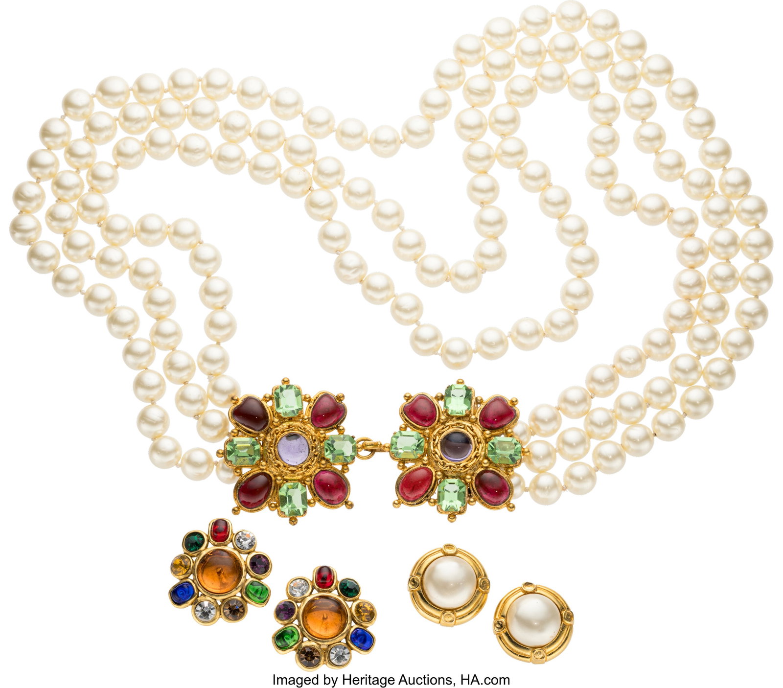 Chanel Set of Three: Vintage Faux Pearl & Gripoi (1 of 1)