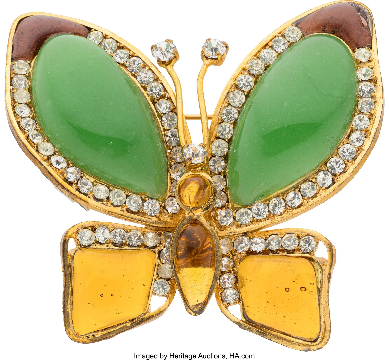 Chanel Vintage Green & Amber Gripoix Butterfly B (1 of 1)
