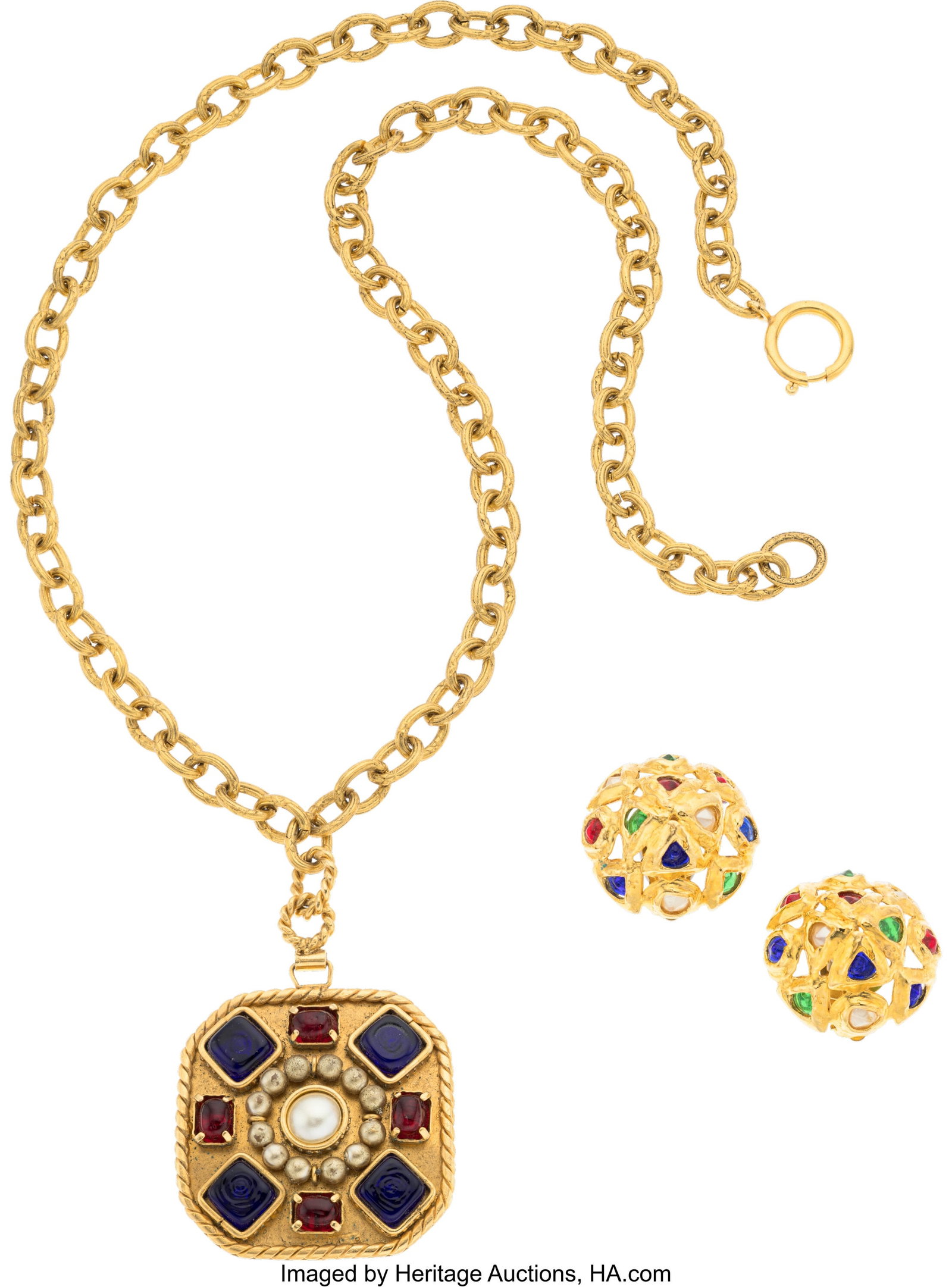 Chanel Set of Two: Vintage Gripoix Earrings & Pe (1 of 1)