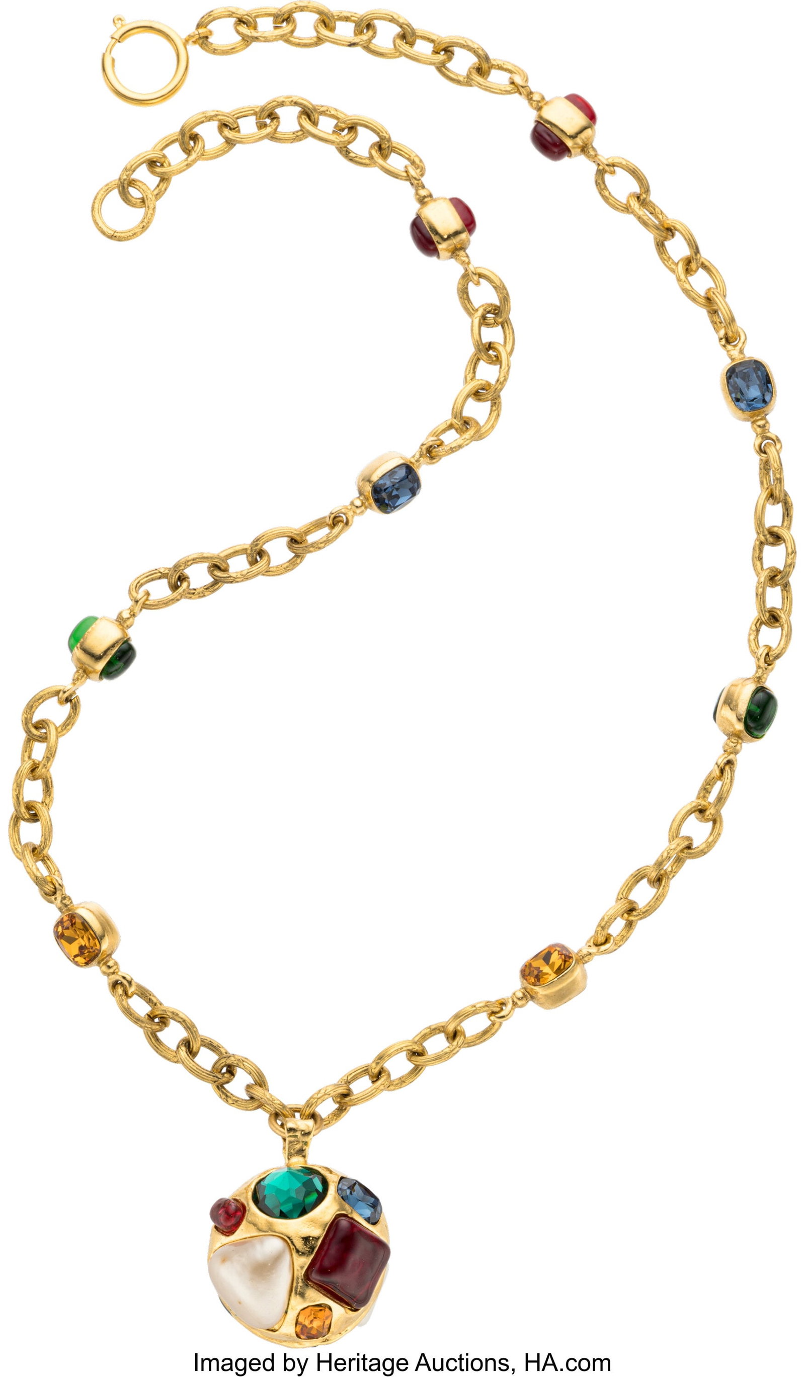 Chanel Vintage Gold Plated, Multicolor Gripoix, (1 of 1)