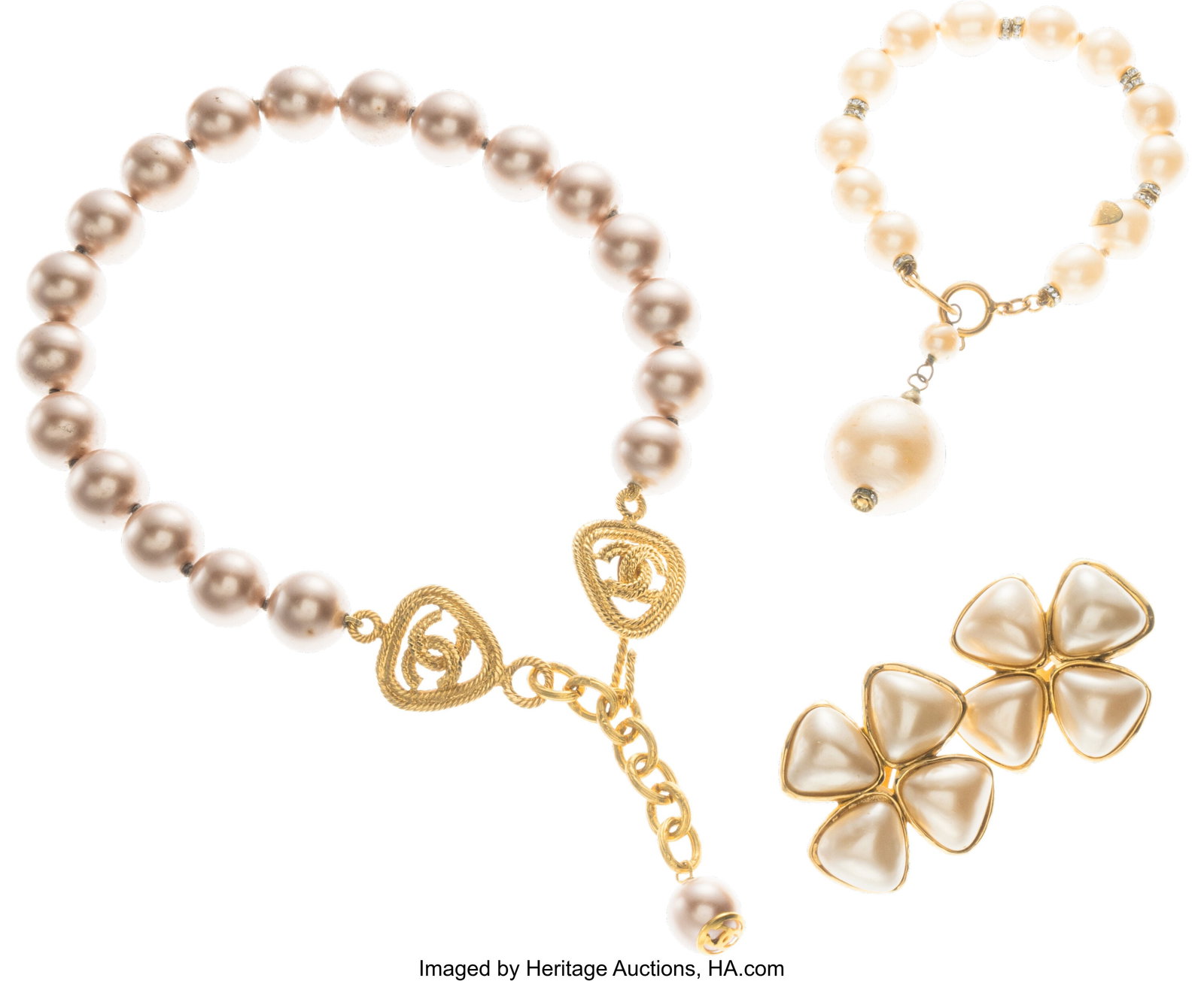 Chanel Set of Three: Vintage Pearl Necklace, Bra (1 of 1)