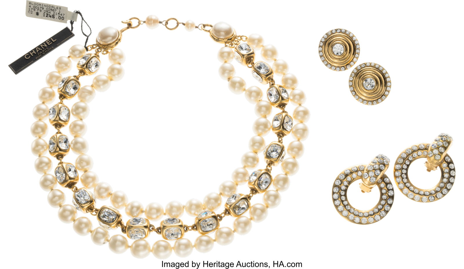 Chanel Set of Three: Vintage Pearl & Crystal Ear (1 of 1)