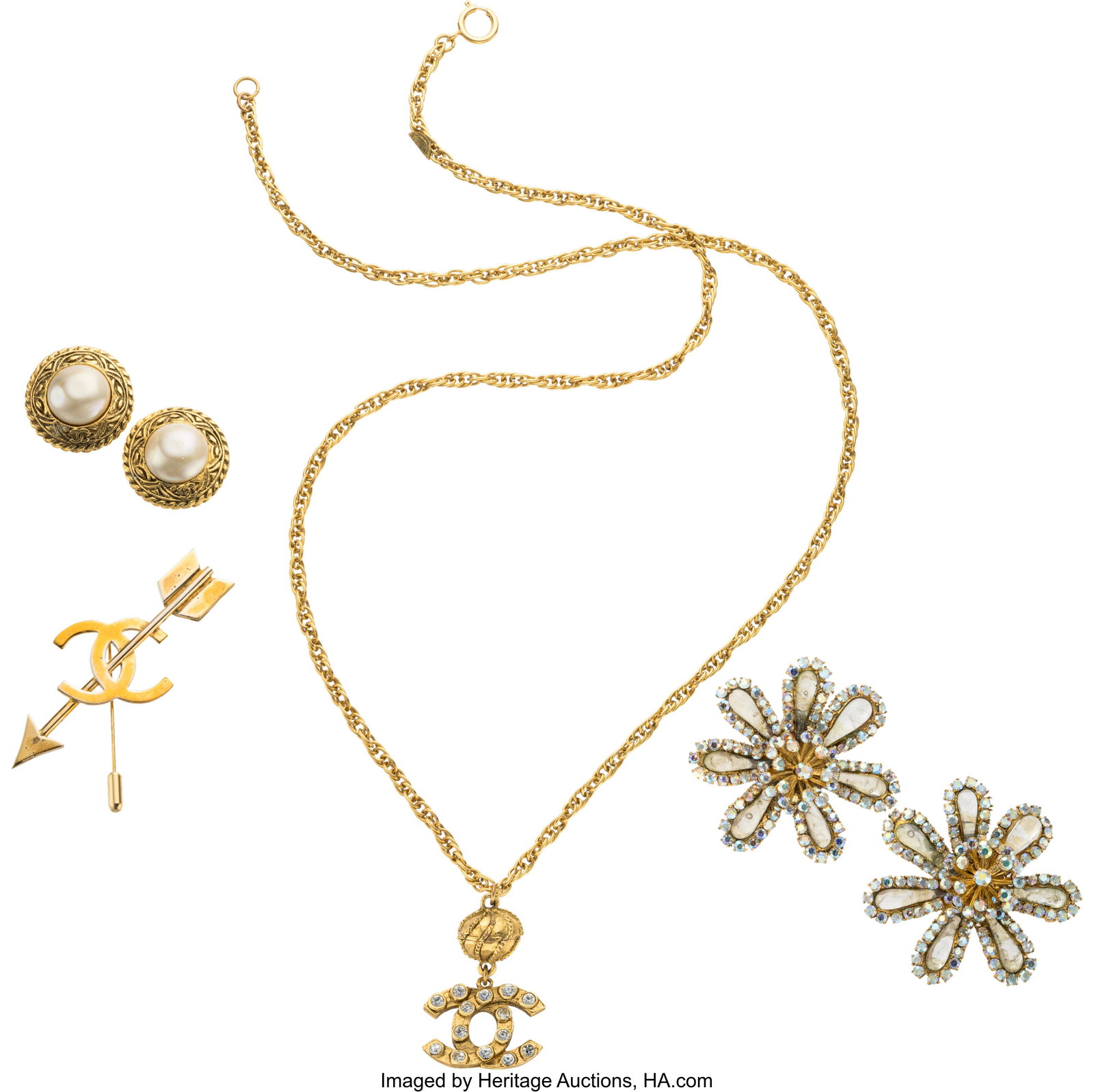 Chanel Set of Four: Vintage Necklace, Brooch, & (1 of 1)