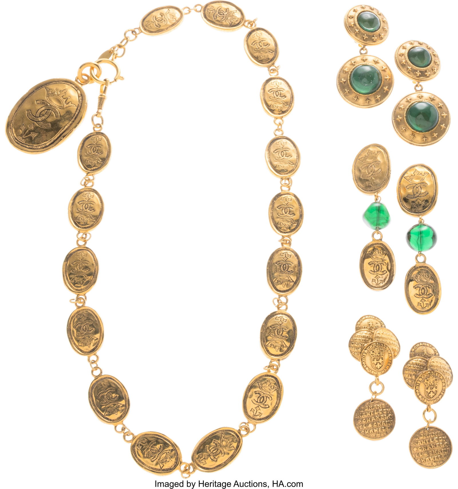 Chanel Set of Four: Vintage Gripoix Earrings, Co (1 of 1)