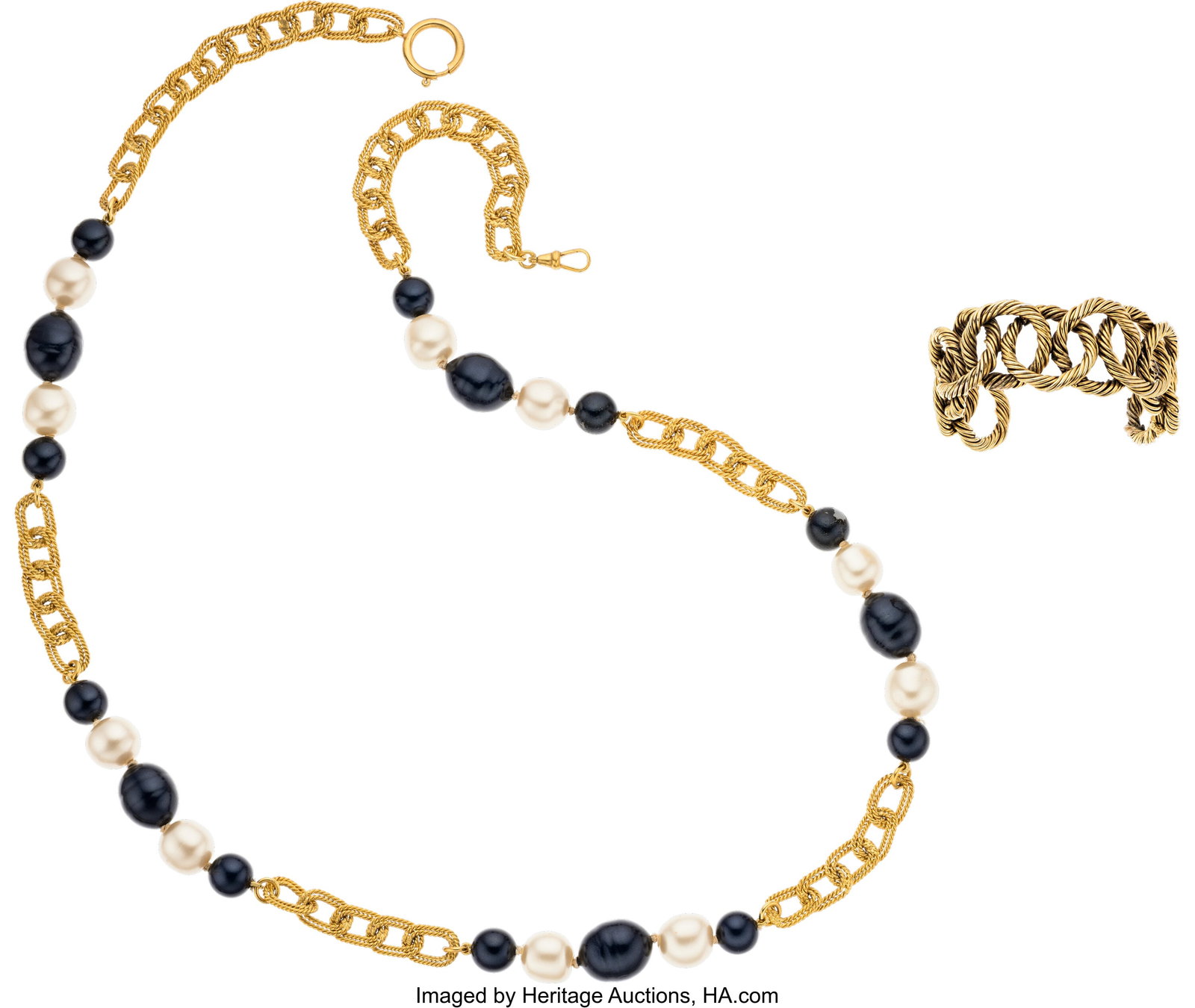 Set of Two: Braided Link Cuff & Gold-Plated Faux (1 of 1)