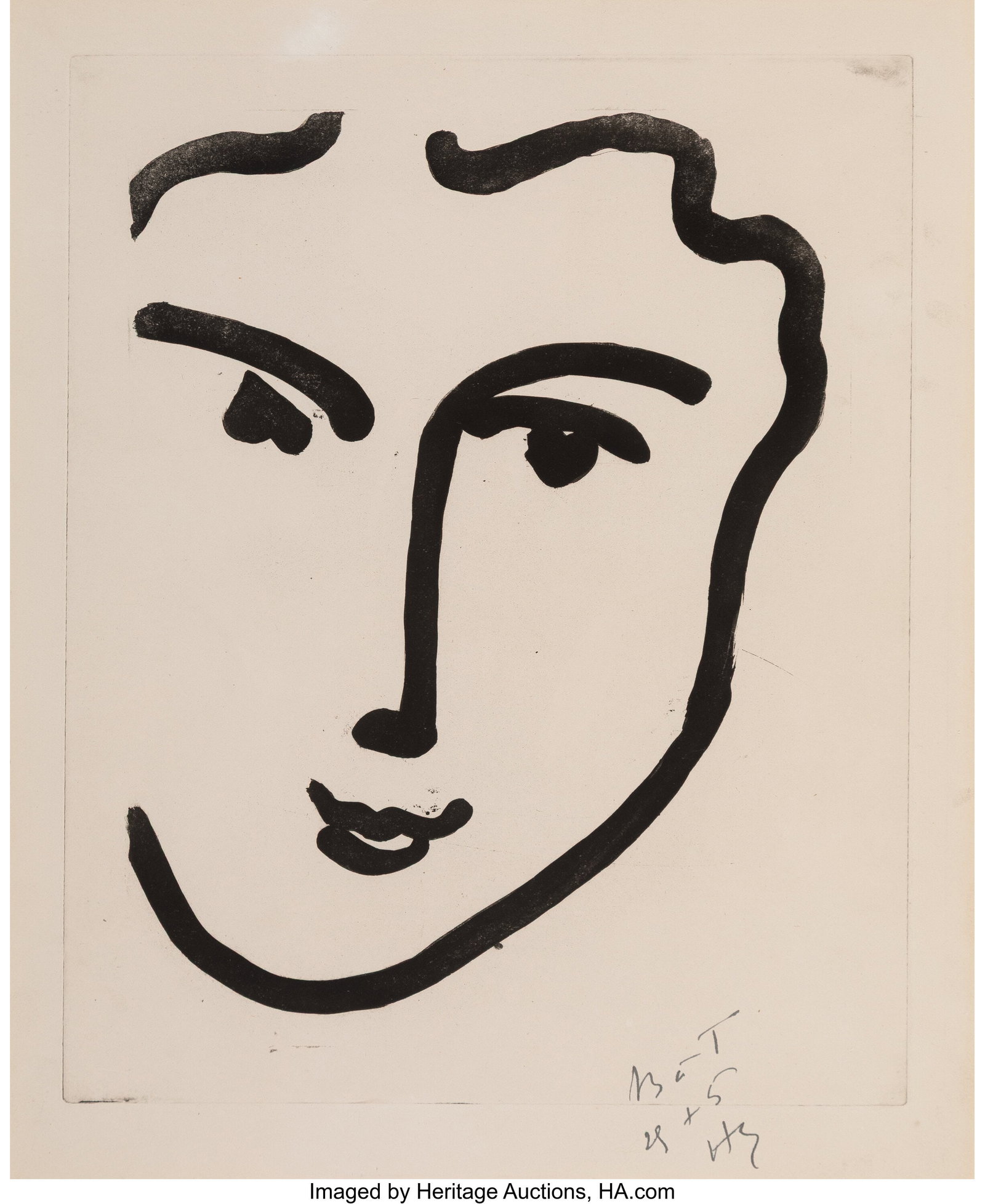 Henri Matisse (1869-1954) Nadia au sourire enjou: Henri Matisse (1869-1954) Nadia au sourire enjoué, 1948 Aquatint on Marais paper 15-1/2 x 12-1/2 inches (39.4 x 31.8 cm) (sheet) B&peri