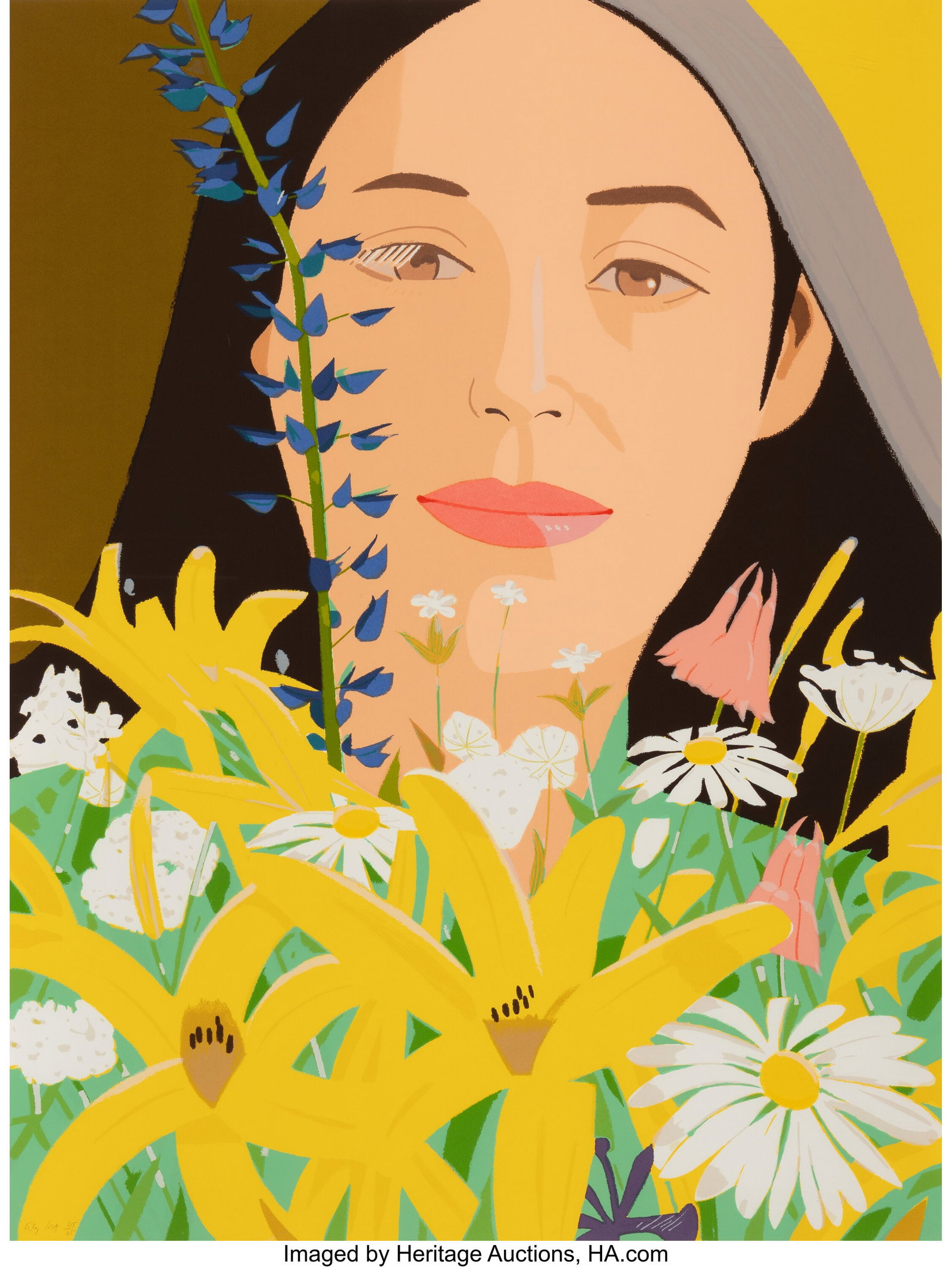 Alex Katz (b. 1927) Ada with Flowers, 1980 Scree: Alex Katz (b. 1927) Ada with Flowers, 1980 Screenprint in colors on Grammercy paper 48 x 36 inches (121.9 x 91.4 cm) (sheet) Ed. 45/