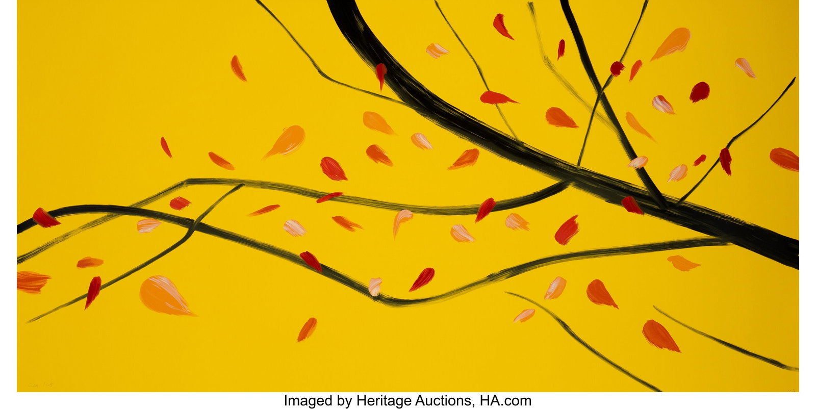 Alex Katz (b. 1927) Autumn 2, 2023 Screenprint i: Alex Katz (b. 1927) Autumn 2, 2023 Screenprint in colors on Saunders Waterford paper 40 x 80 inches (101.6 x 203.2 cm) (sheet) P.P&perio
