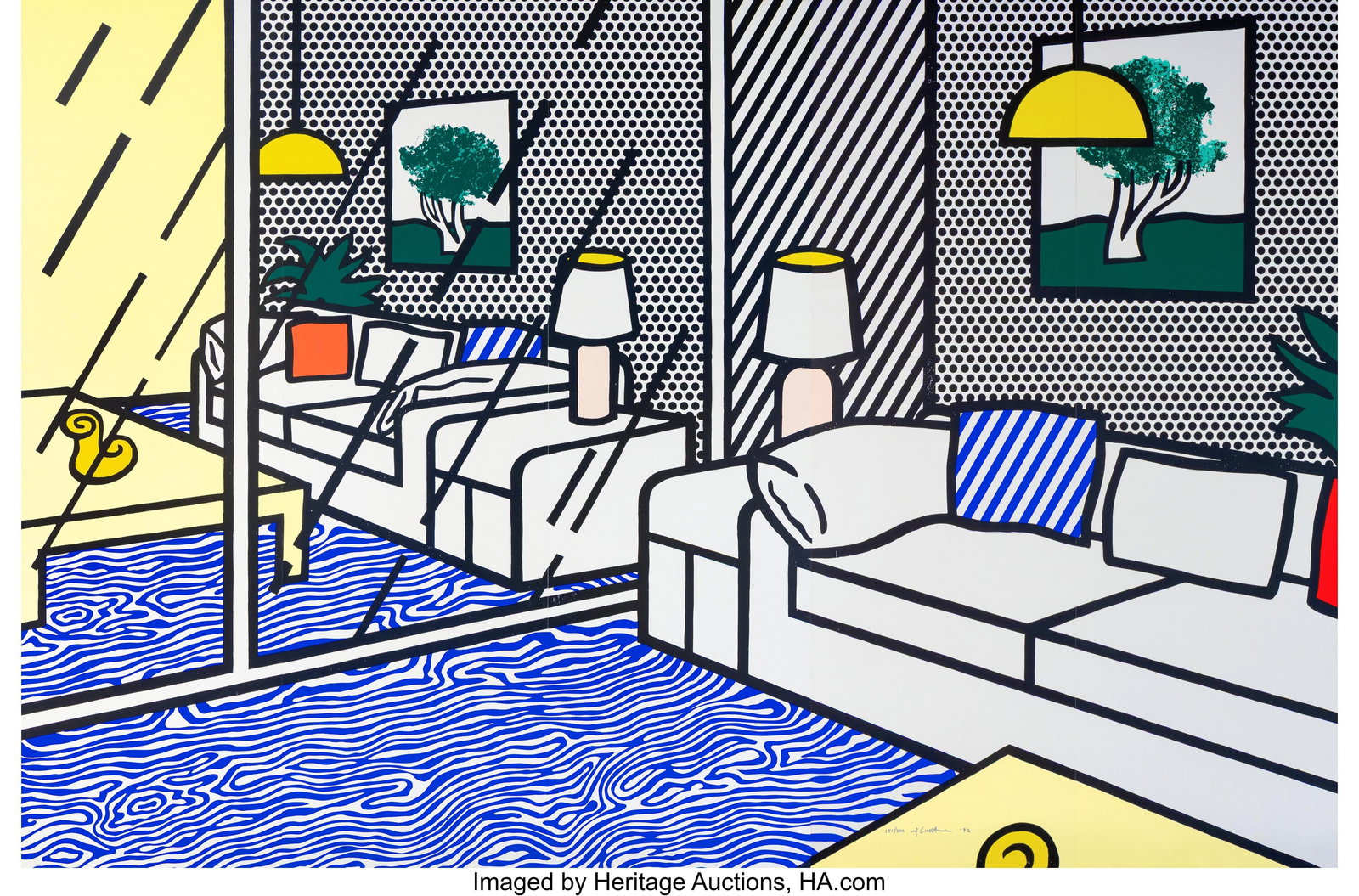 Roy Lichtenstein (1923-1997) Wallpaper with Blue (1 of 2)