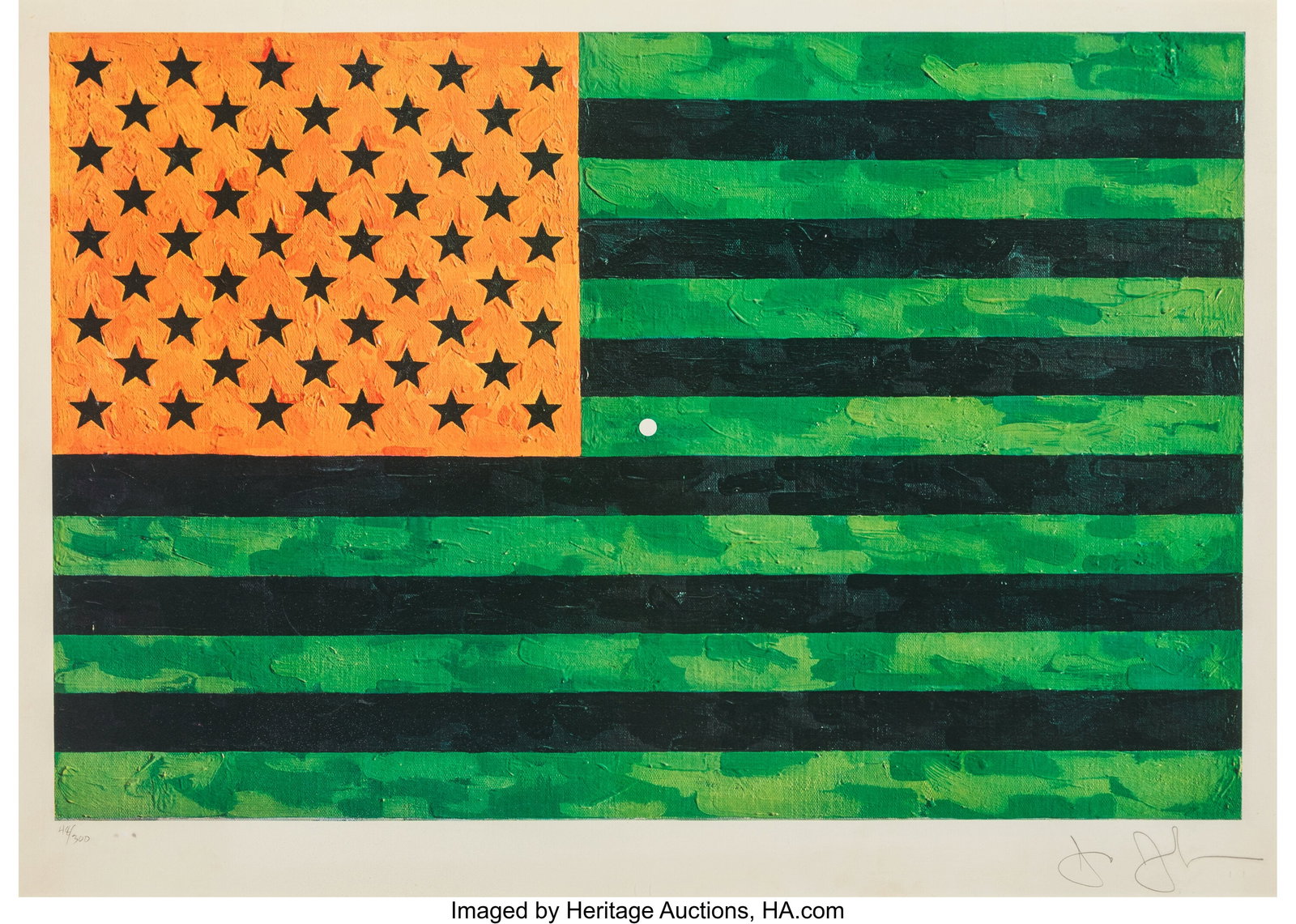 Jasper Johns (b. 1930) Flag (Moratorium), 1969 O: Jasper Johns (b. 1930) Flag (Moratorium), 1969 Offset lithograph in colors on wove paper 19-5/8 x 27-3/8 inches (50.0 x 69.5 cm) (
