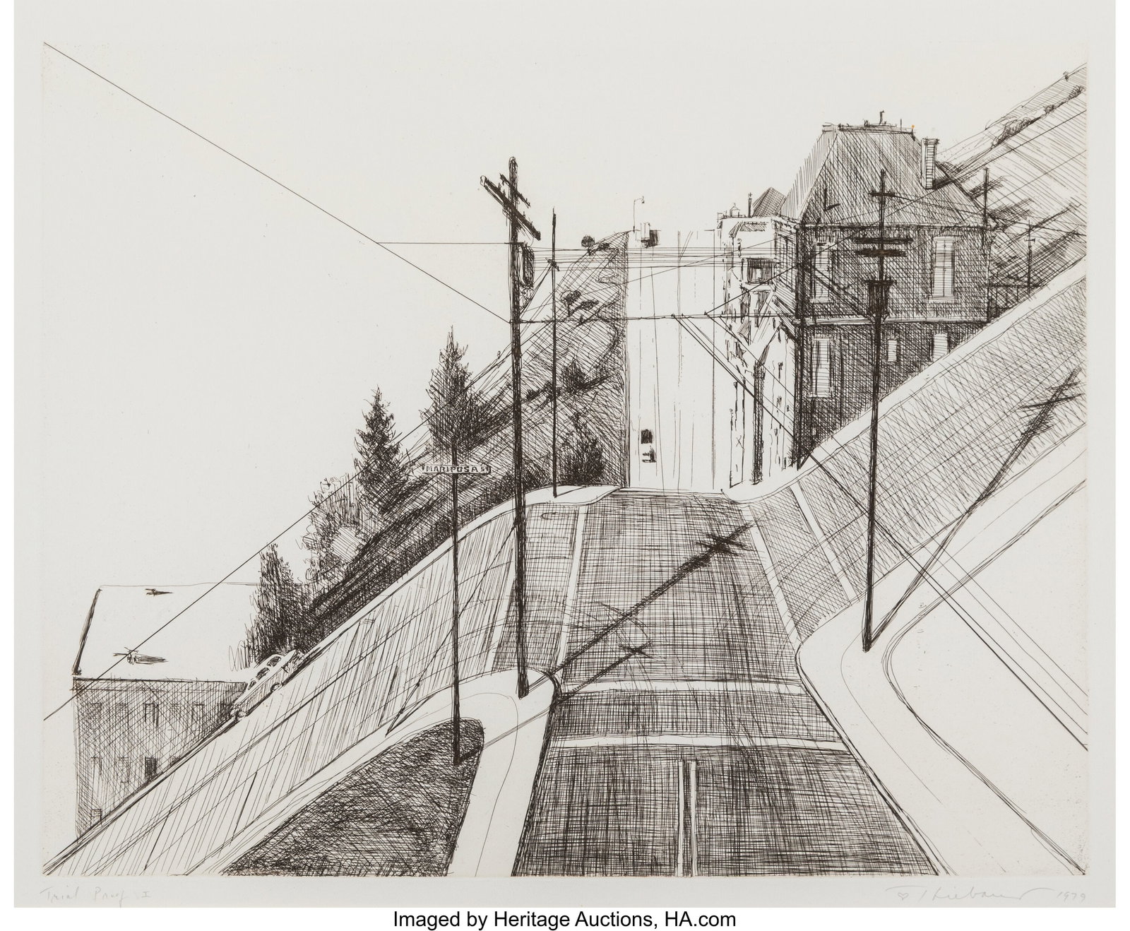 Wayne Thiebaud (1920-2021) Down Mariposa, from R (1 of 2)