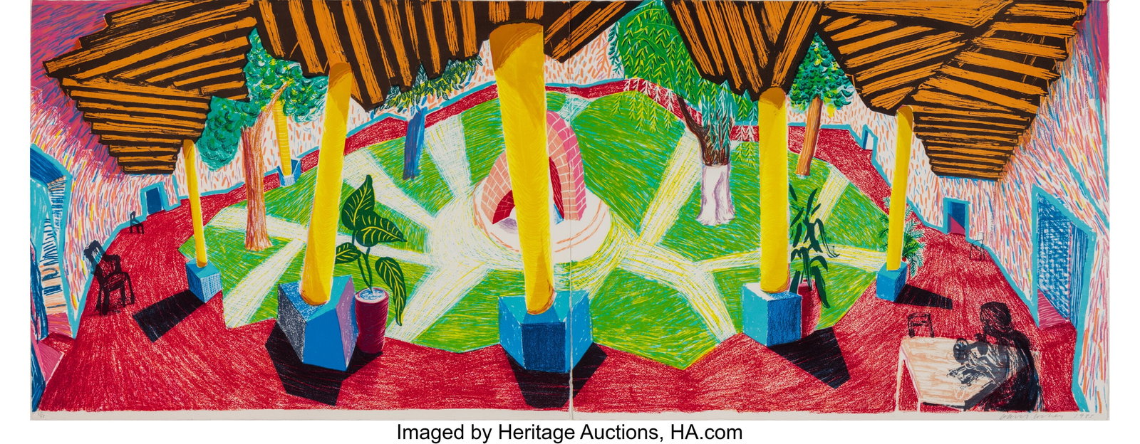 David Hockney (b. 1937) Hotel Acatlan, Two Weeks: David Hockney (b. 1937) Hotel Acatlan, Two Weeks Later, from Moving Focus (diptych), 1985 Lithograph in colors on TGL handmade paper 28-7/8 x 36-1/