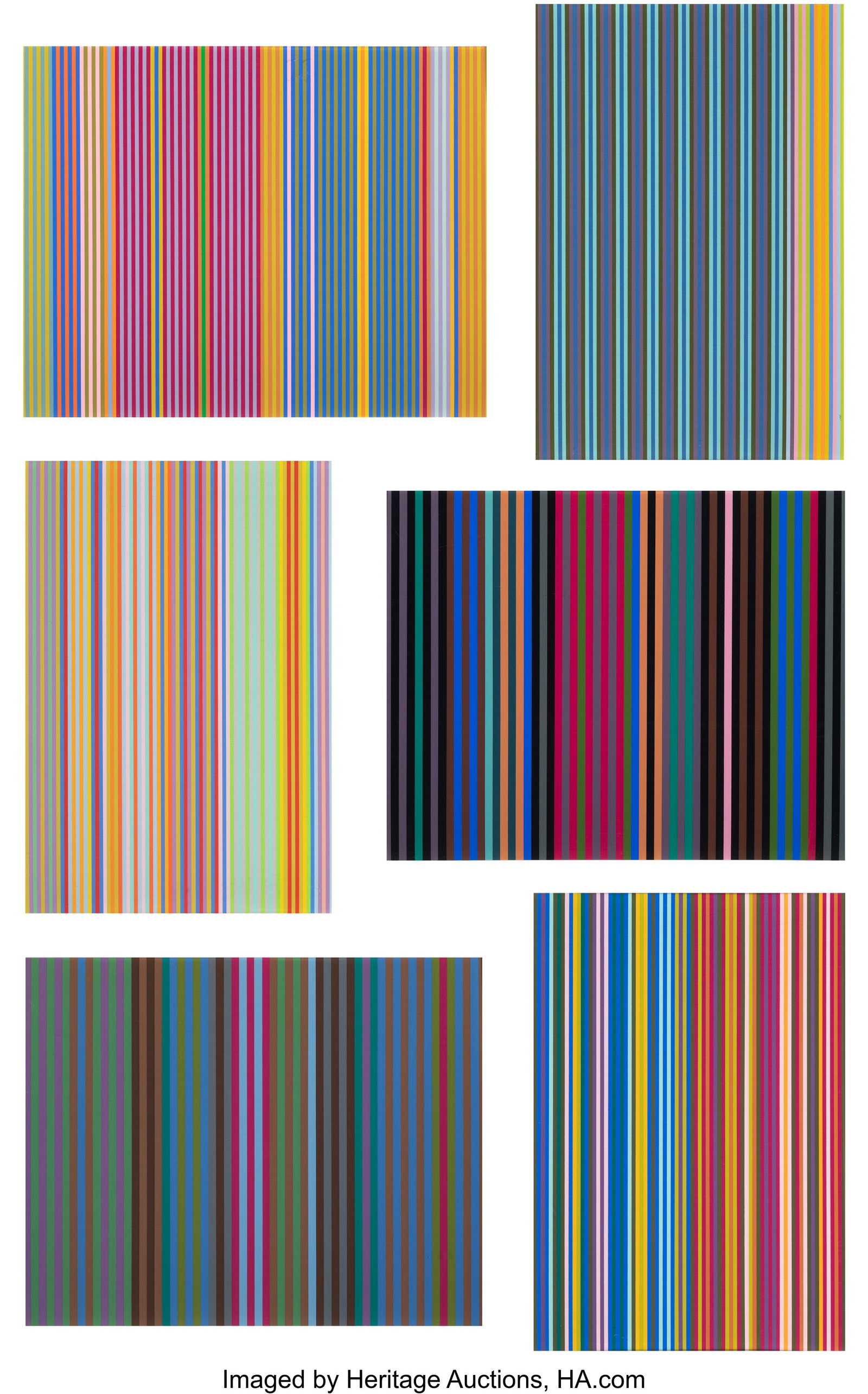 Gene Davis (1920-1985) Series 1 (complete portfo: Gene Davis (1920-1985) Series 1 (complete portfolio, 6 works), 1969 Screenprints in colors on canvas laid on board, as issued 30 x 24 inches (76.2 x 6