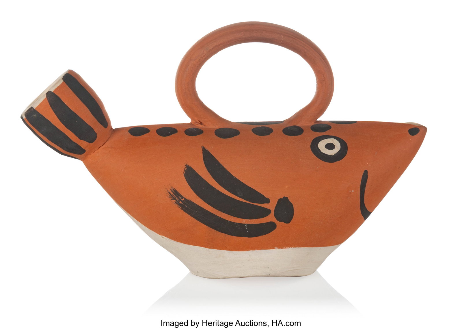 Pablo Picasso (1881-1973) Suject poisson (A.R. 1: Pablo Picasso (1881-1973) Suject poisson (A.R. 139), 1952 Red earthenware clay, decorations in engobes 5-3/4 x 9-1/4 x 3-1/2 inches (14&p