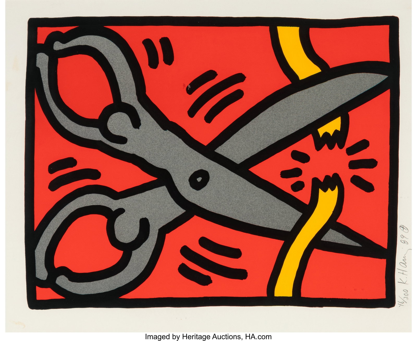 Keith Haring (1958-1990) One Work, from Pop Shop: Keith Haring (1958-1990) One Work, from Pop Shop III, 1989 Screenprint in colors on wove paper 13 x 16 inches (33.0 x 40.6 cm) (each sheet) Ed&p