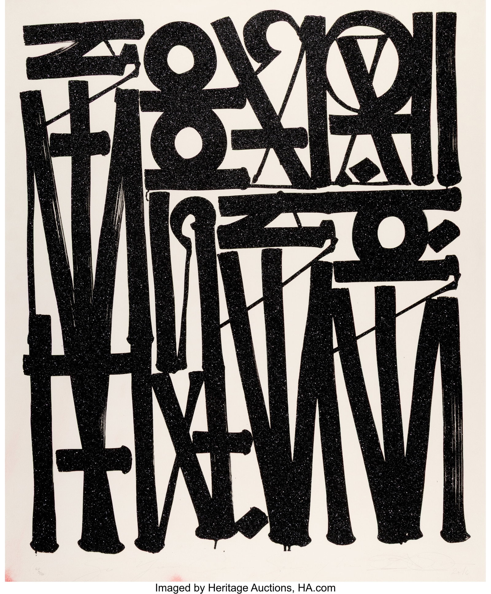 RETNA (b. 1979) So You Can See Me, 2016 Lithogra: RETNA (b. 1979) So You Can See Me, 2016 Lithograph with diamond dust on wove paper 43-3/8 x 35-3/8 inches (110.2 x 89.9 cm) (sight) A&p