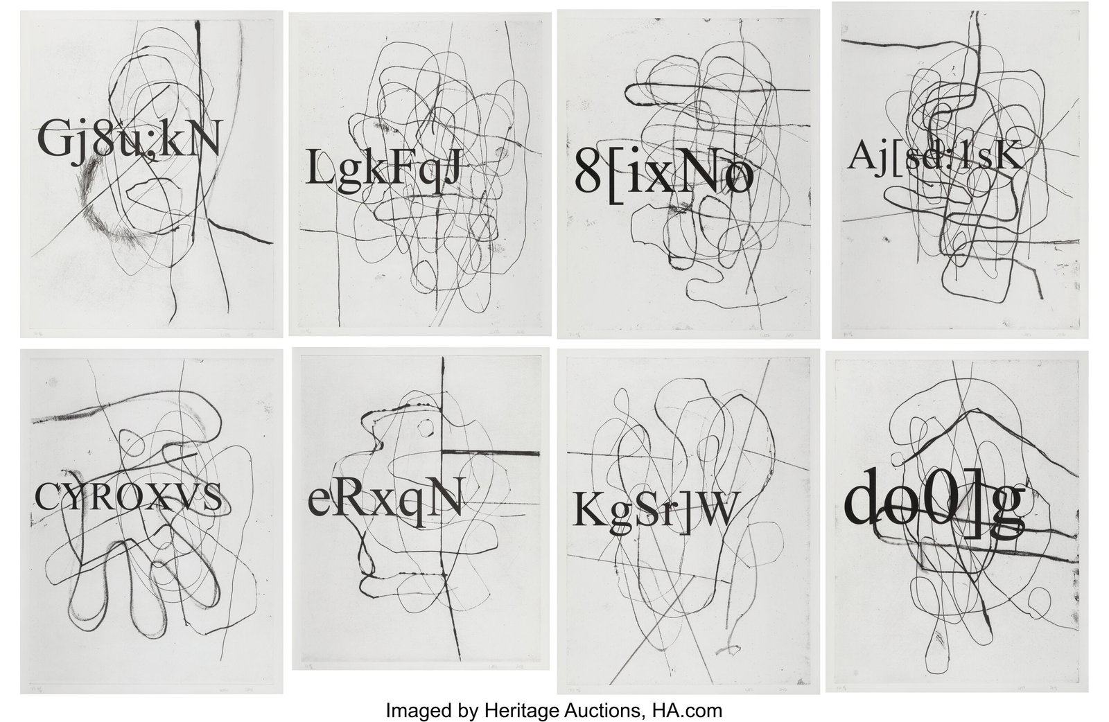 Christopher Wool (b. 1955) a.k.a. (8 works&r: Christopher Wool (b. 1955) a.k.a. (8 works), 2016 Lithographs on B.F.K. Rives paper 42-1/2 x 34 inches (108.0