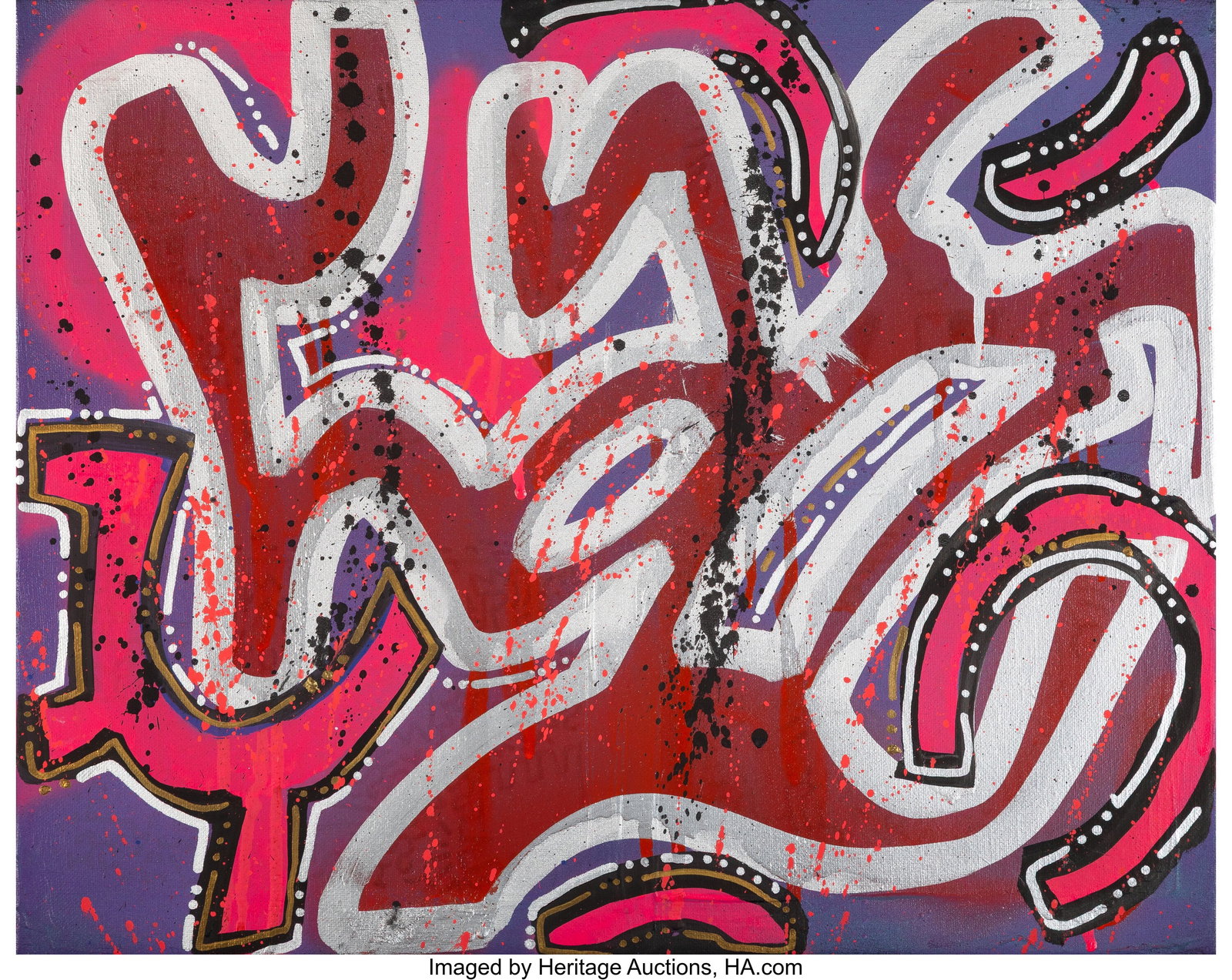 LA II (b. 1967) Untitled Acrylic and ink on canv (1 of 3)