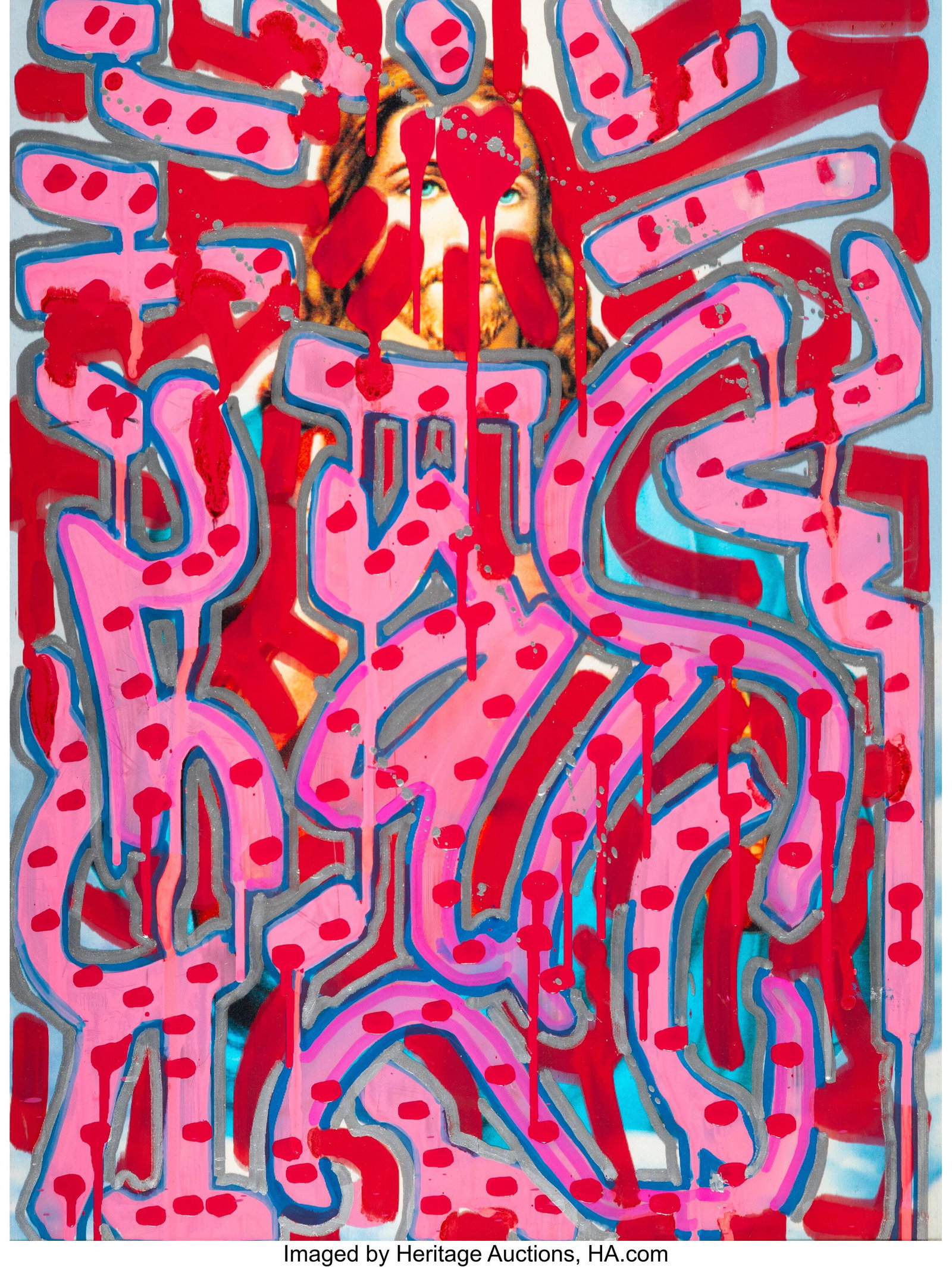 LA II ( b. 1967) Untitled Acrylic on recycled le (1 of 2)