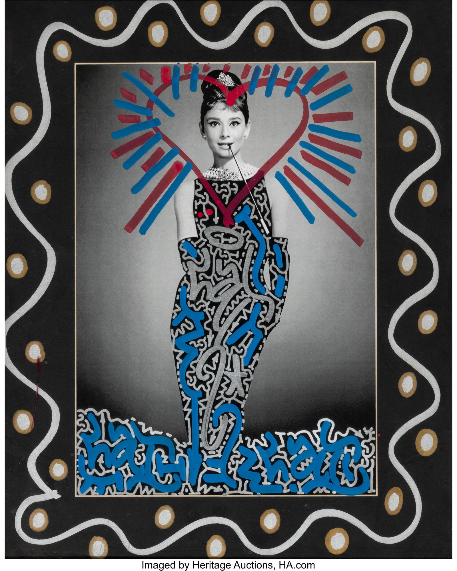 LA II (b. 1967) Untitled (Audrey Hepburn) Ink an (1 of 2)