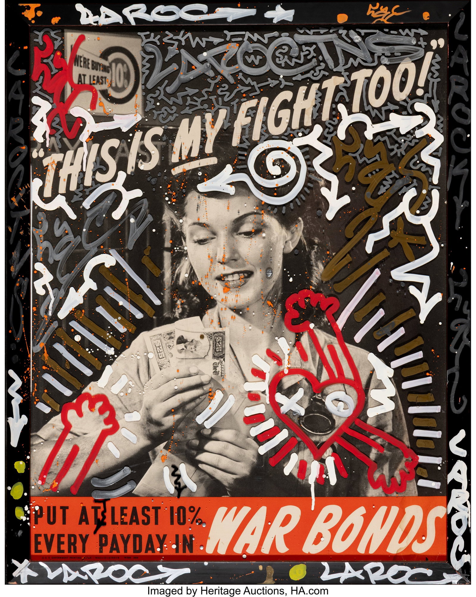 LA II (b. 1967) Untitled (This is My Fight Too!): LA II (b. 1967) Untitled (This is My Fight Too!) Acrylic on recycled poster 30 x 23-1/2 inches (76.2 x 59.7 cm) (overall) HID03101
