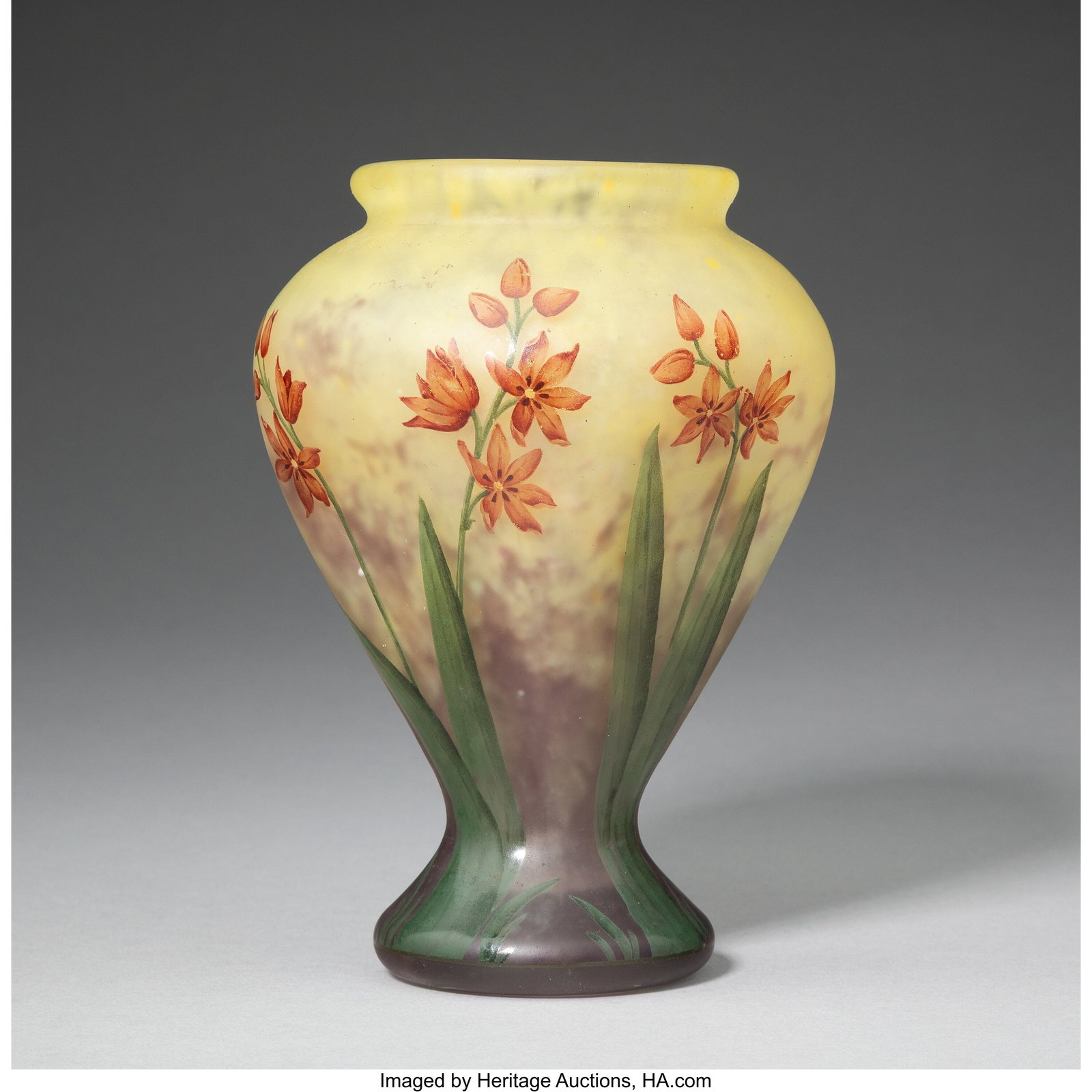 Daum Frères Floral Vase, circa 1900 Acid-etched (1 of 5)