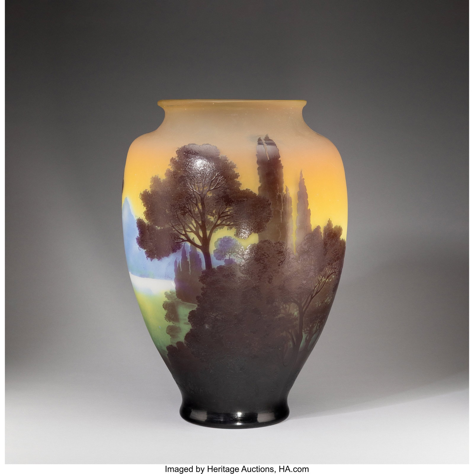 Gallé Rare & Monumental Lac de Côme Vase, circ: Gallé Rare & Monumental Lac de Côme Vase, circa 1925 Cameo glass 20-1/8 inches (51 cm) Marks: Gallé PROVENANCE: Heritage Auctions, Dallas&