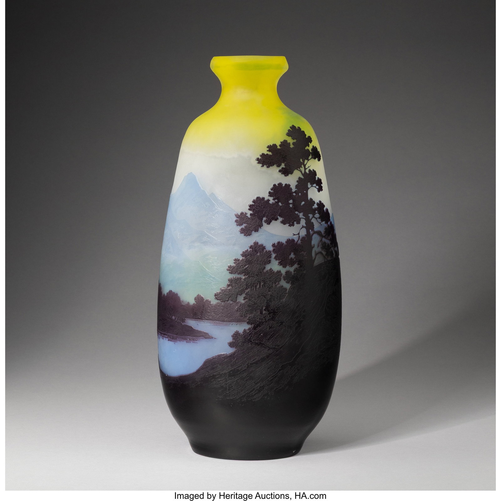 Gallé Landscape Vase, circa 1914 Cameo glass 14: Gallé Landscape Vase, circa 1914 Cameo glass 14 inches (35.6 cm) Marks: Gallé PROVENANCE: Property from the Collection of Birks Museum, Millikin