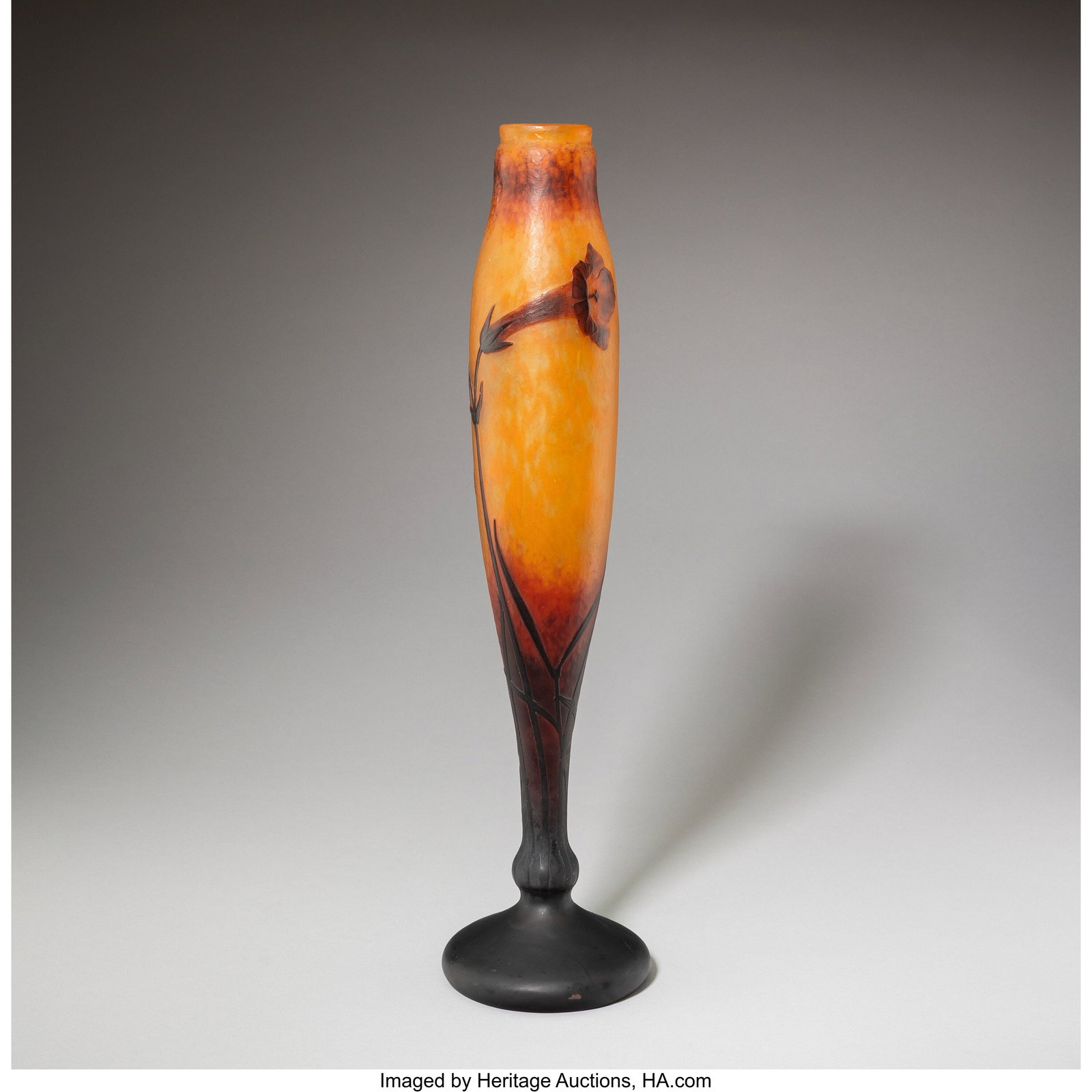 Daum Frères Tall Tobacco Flower Vase, circa 191 (1 of 5)