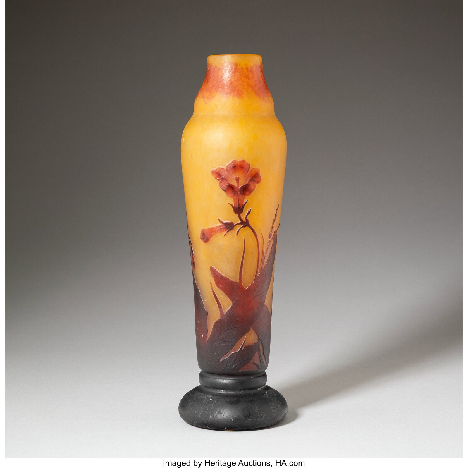Daum Frères Tobacco Flower Vase, circa 1910 Whe (1 of 4)