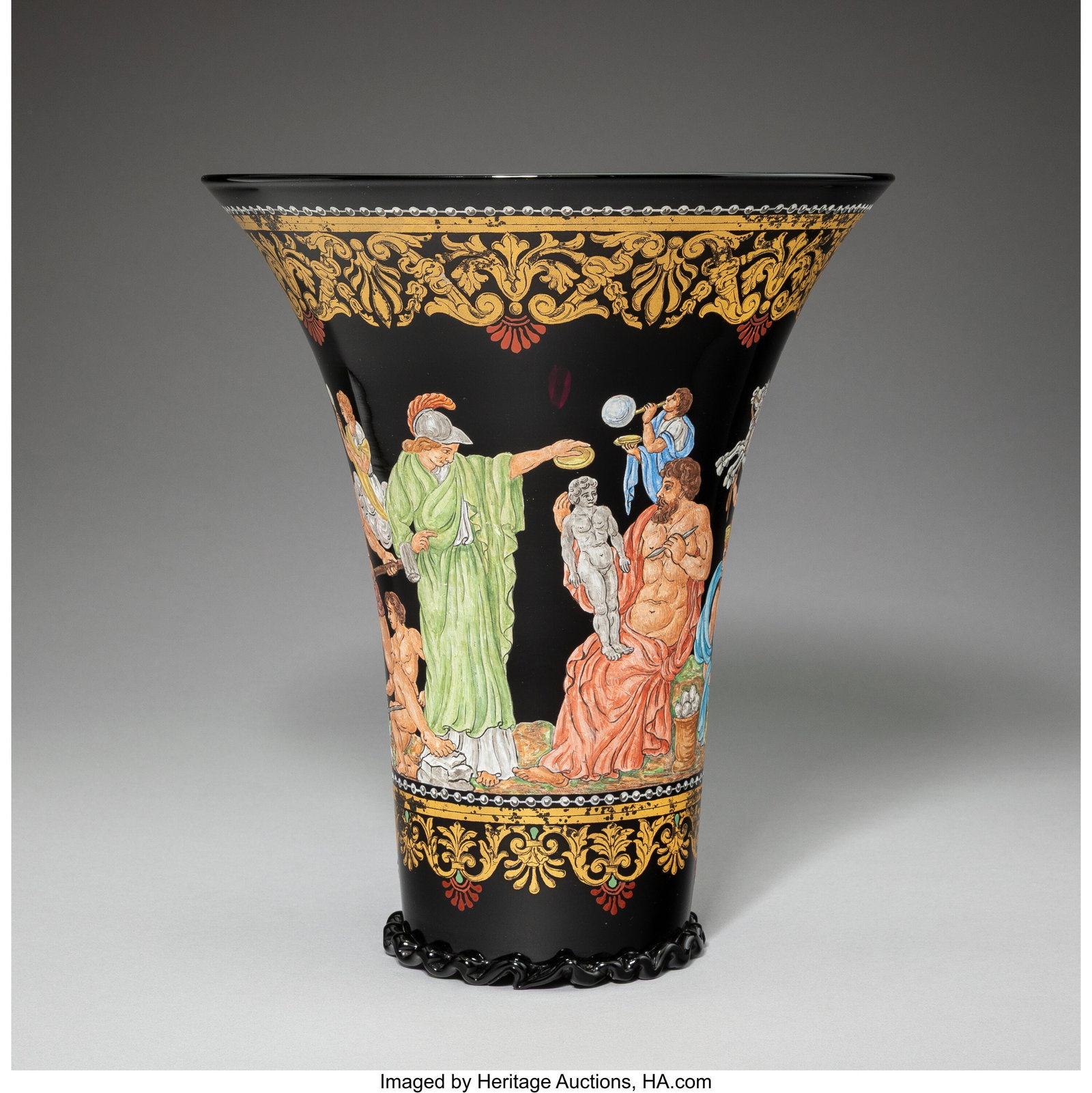 Salviati & C. Vase with Mythological Scenes, ci: Salviati & C. Vase with Mythological Scenes, circa 1890 Enameled and gilt glass 10-1/2 inches (26.7 cm) PROVENANCE: Bonhams, online, New York&co