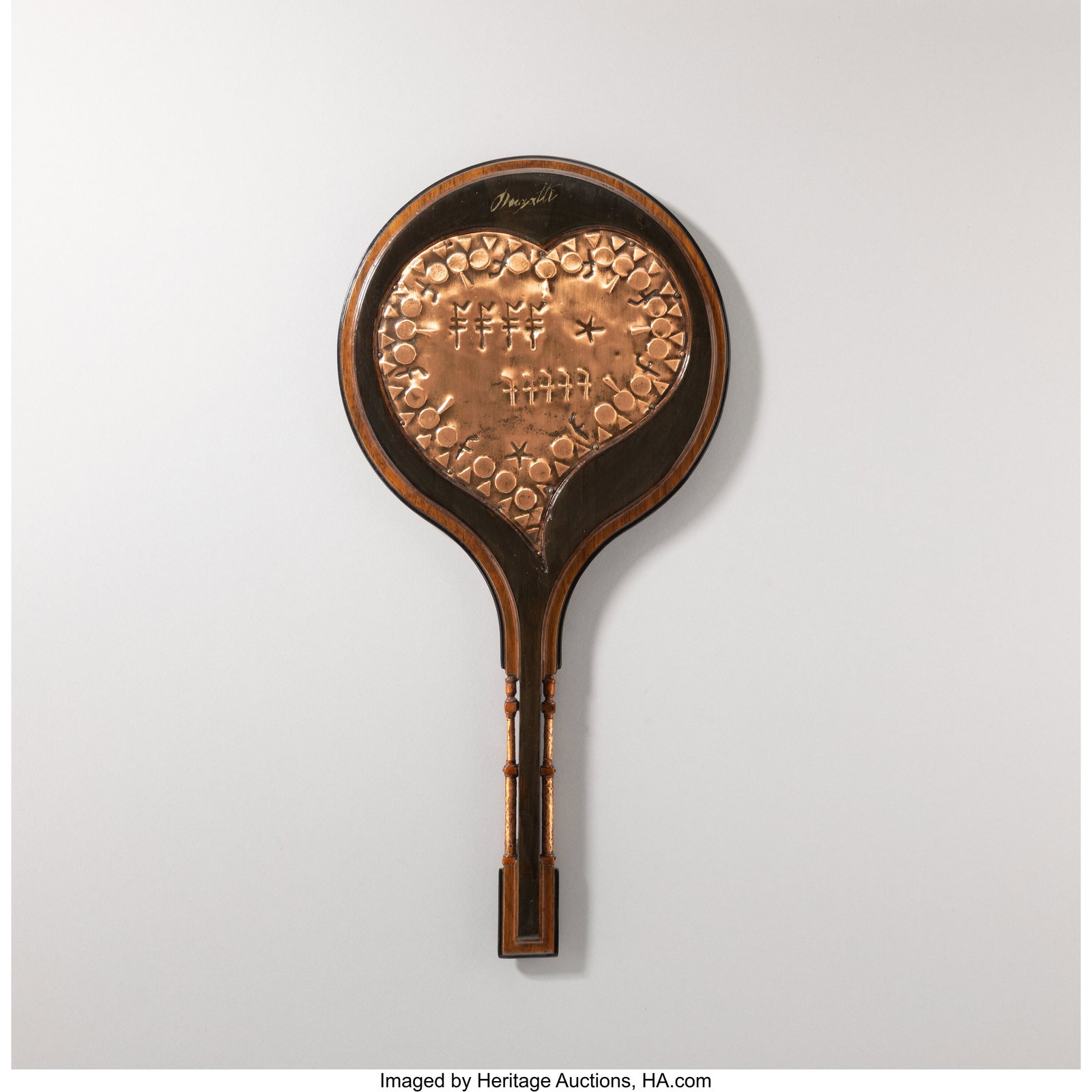 Carlo Bugatti Hand Mirror, circa 1900 Mahogany, (1 of 3)