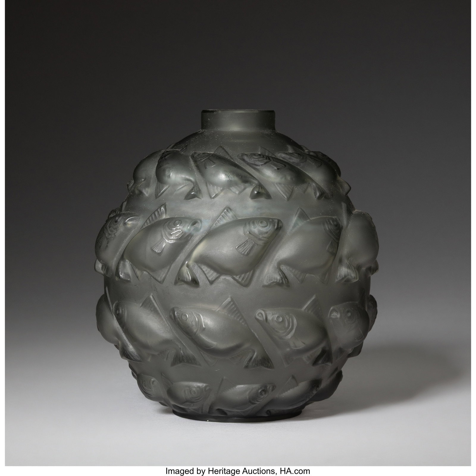 René Lalique Camaret Vase, circa 1928 Topaz gl: René Lalique Camaret Vase, circa 1928 Topaz glass 5-1/2 inches (14 cm), M.p. 441, no. 1010. Marks: R. LALIQUE, FRA